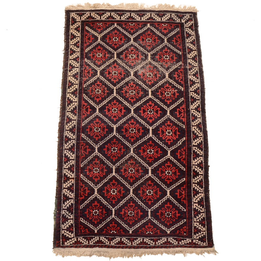 Vintage Hand-Knotted Baluch Area Rug