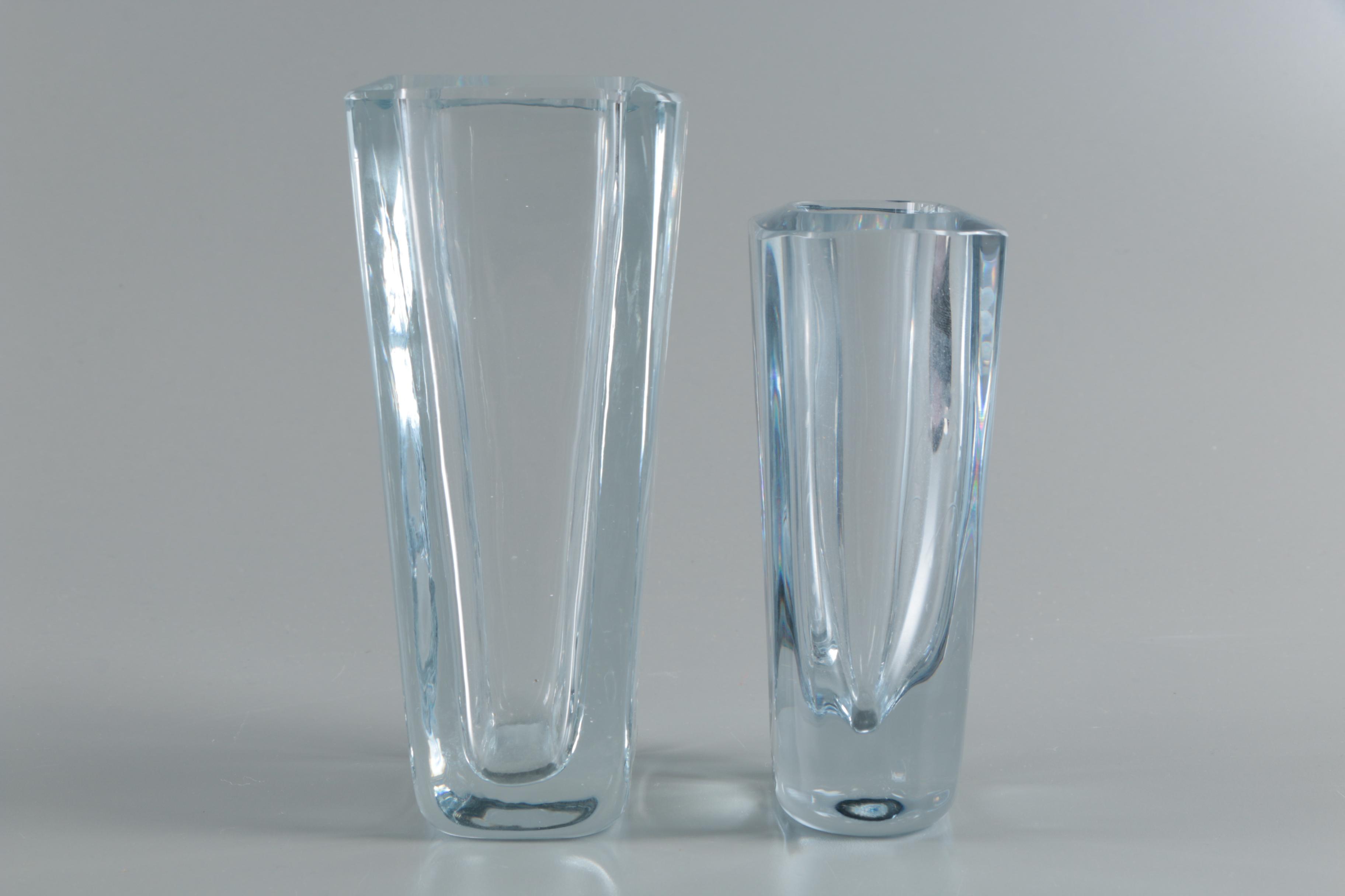 Swedish Crystal and Glass Vases With Etched Floral Motifs