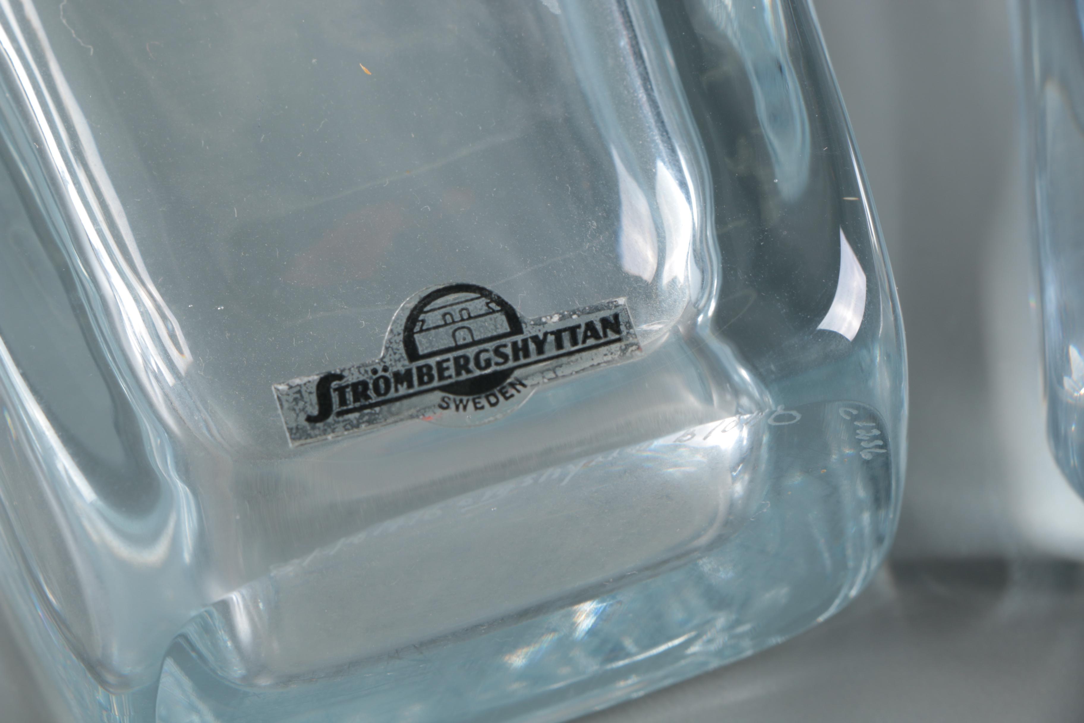 Swedish Crystal and Glass Vases With Etched Floral Motifs