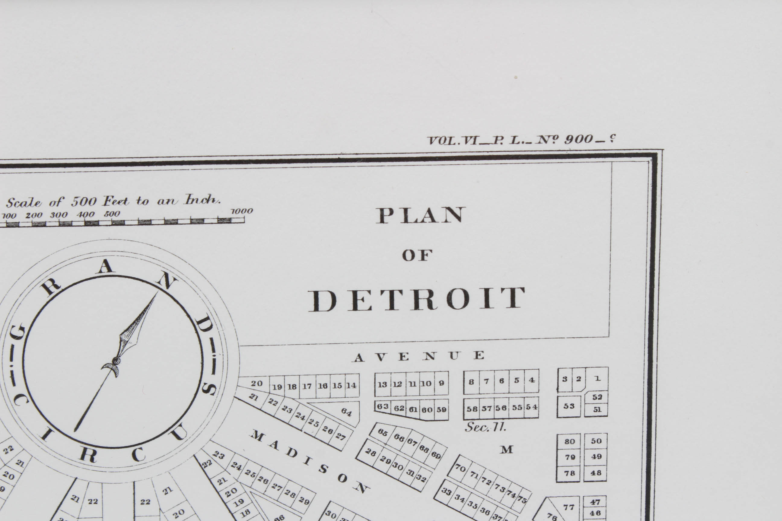 Vintage 1969 Framed Map of Detriot