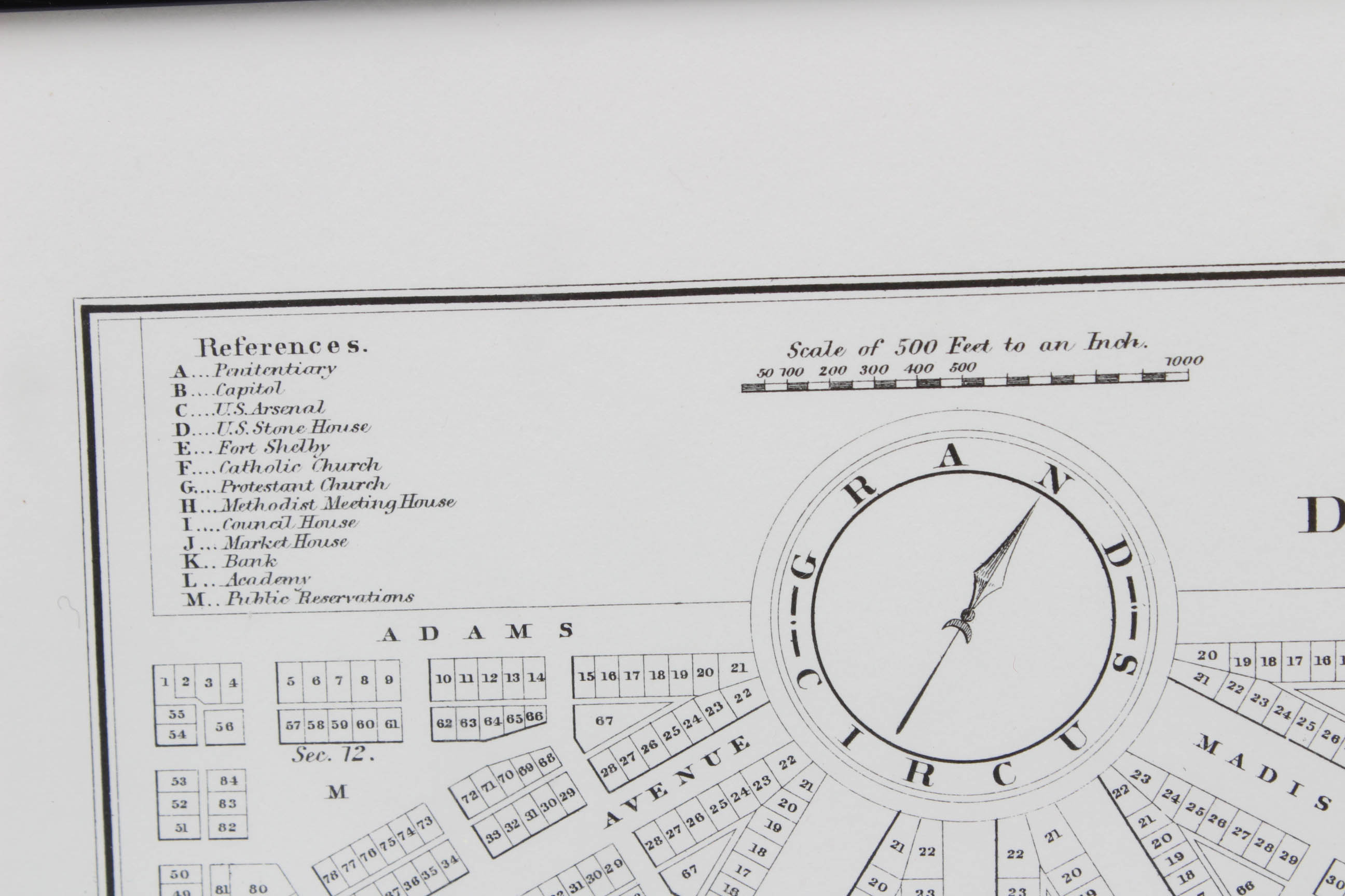Vintage 1969 Framed Map of Detriot