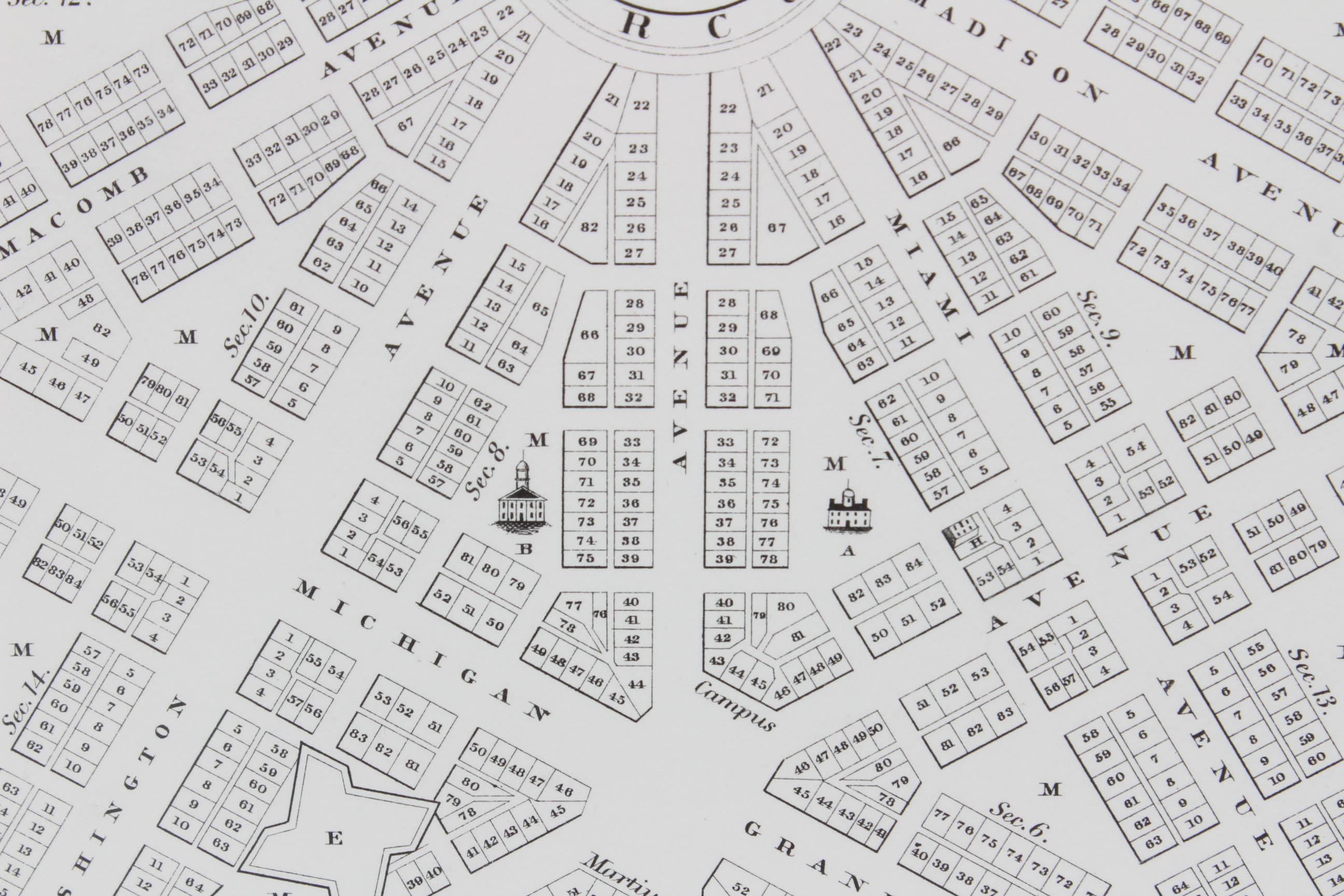 Vintage 1969 Framed Map of Detriot