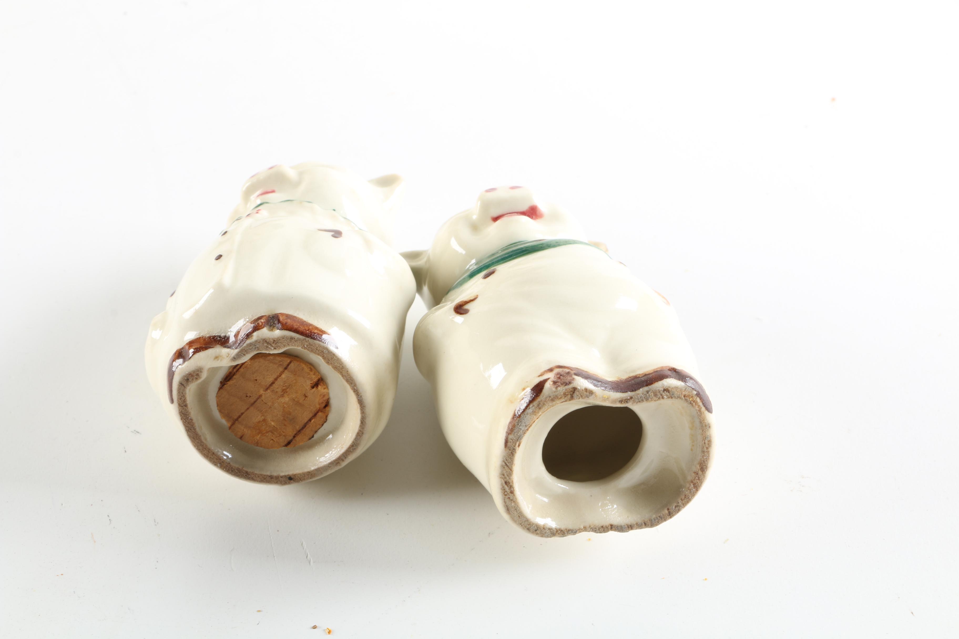 Shawnee Shamrock Smiley Pig Cookie Jar with Shawnee Salt and Pepper Shakers