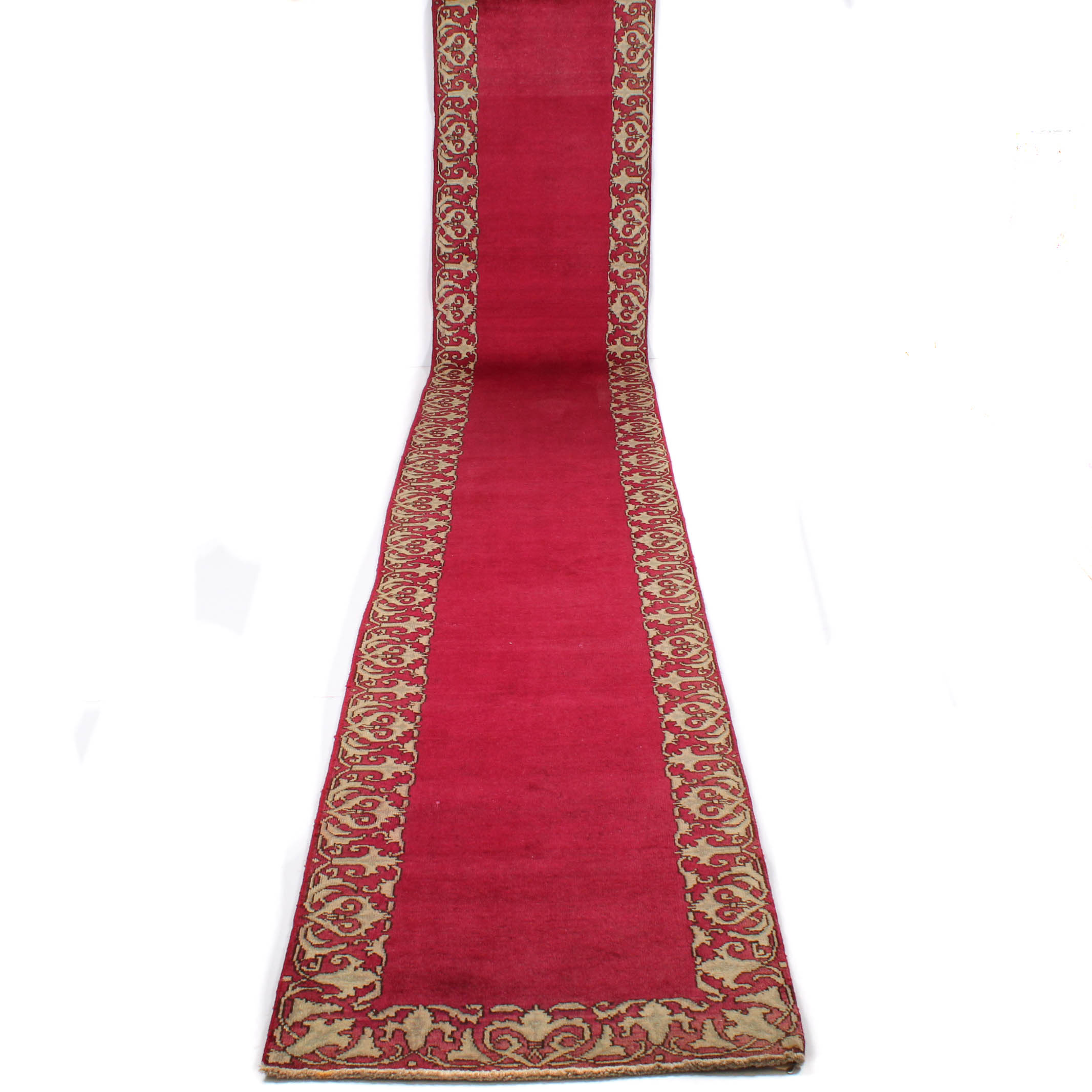 2.5' x 15.6' Vintage Hand-Knotted Indo-Persian Wool Carpet Runner