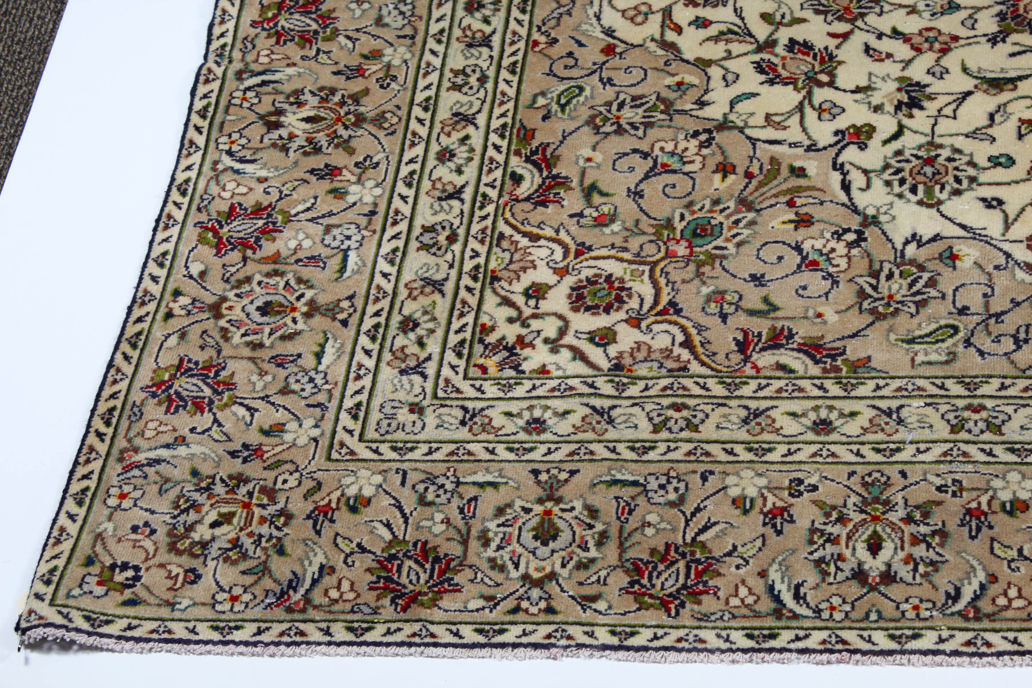 7'4 x 10'10 Vintage Hand-Knotted Persian Kashan Room Size Rug