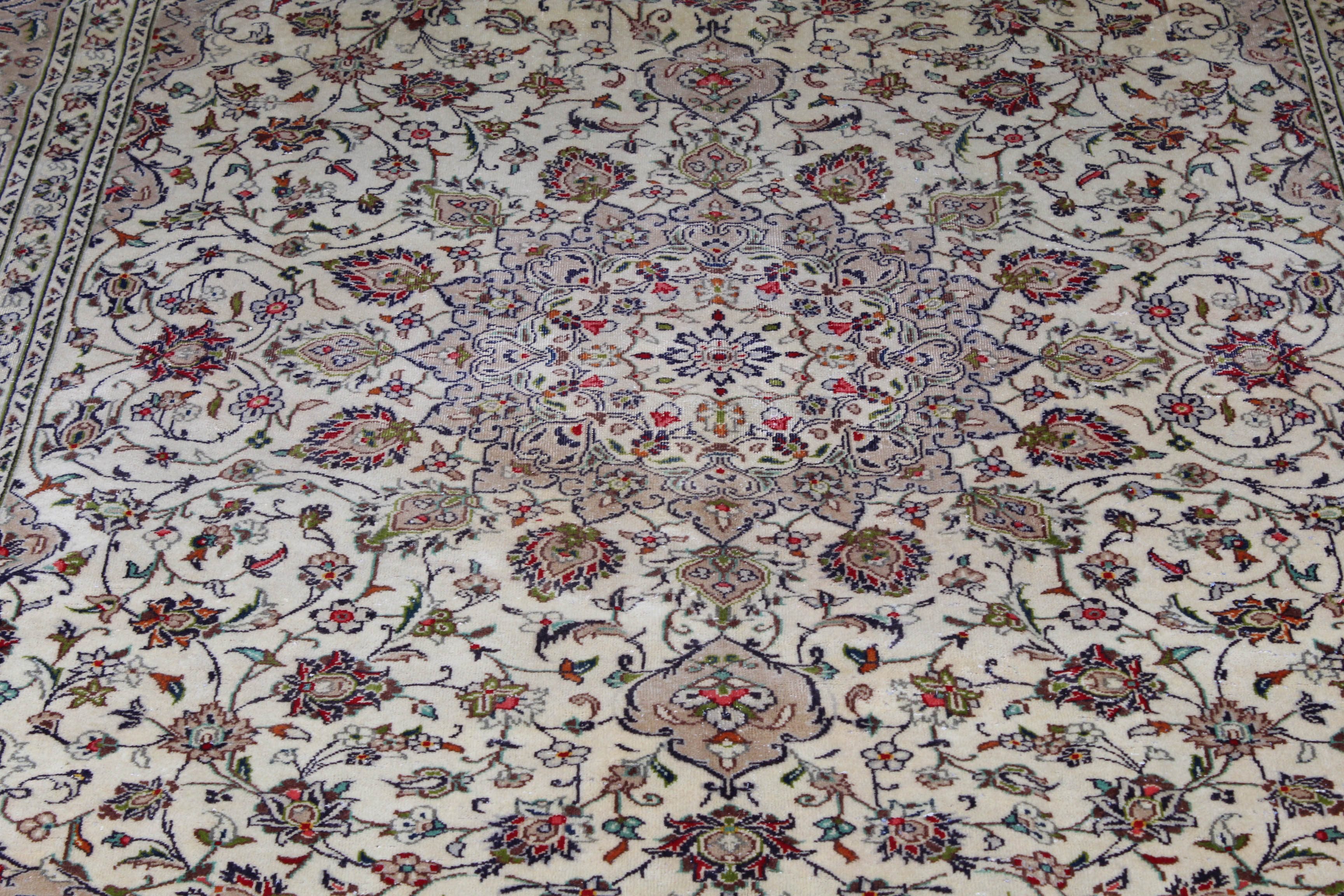 7'4 x 10'10 Vintage Hand-Knotted Persian Kashan Room Size Rug