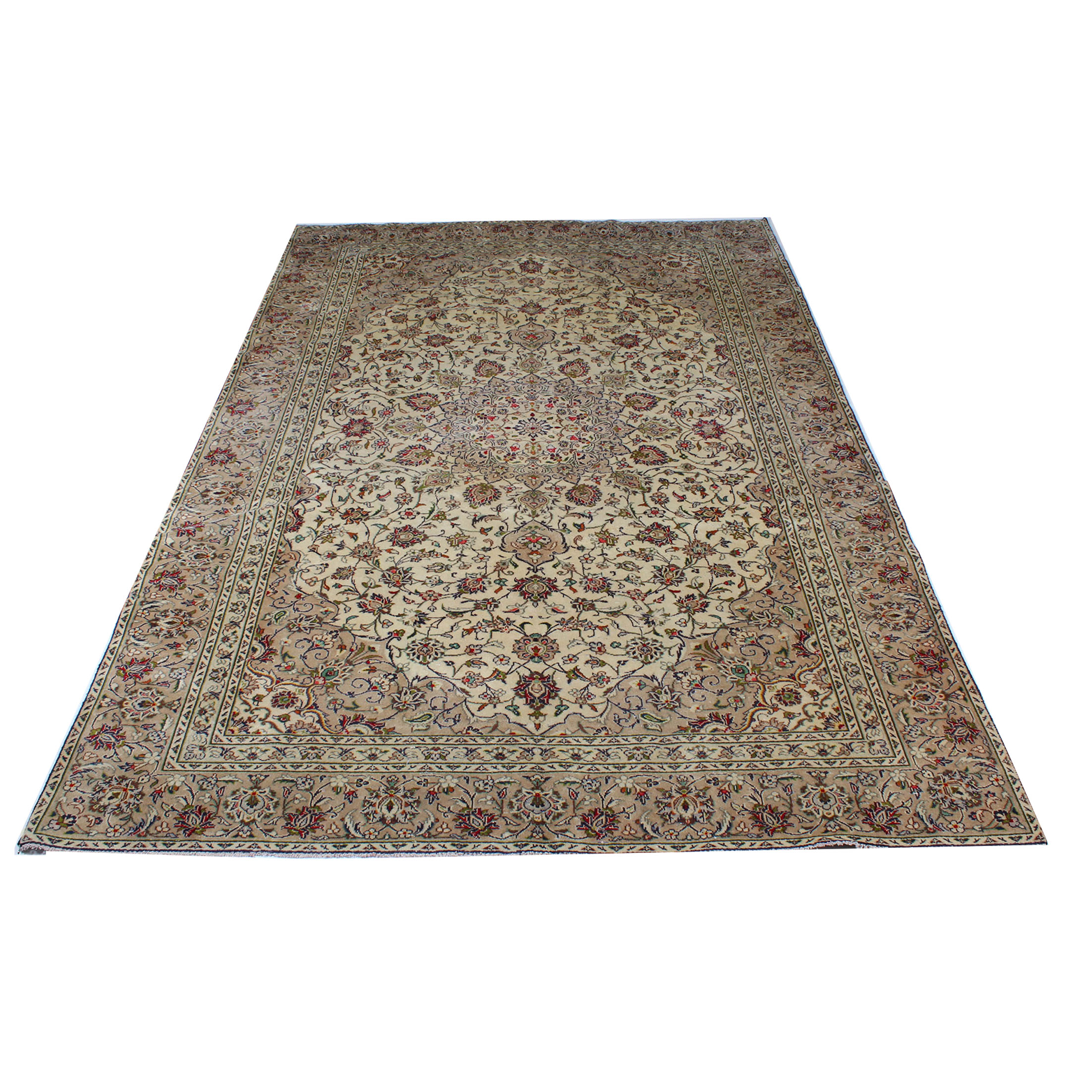 7'4 x 10'10 Vintage Hand-Knotted Persian Kashan Room Size Rug