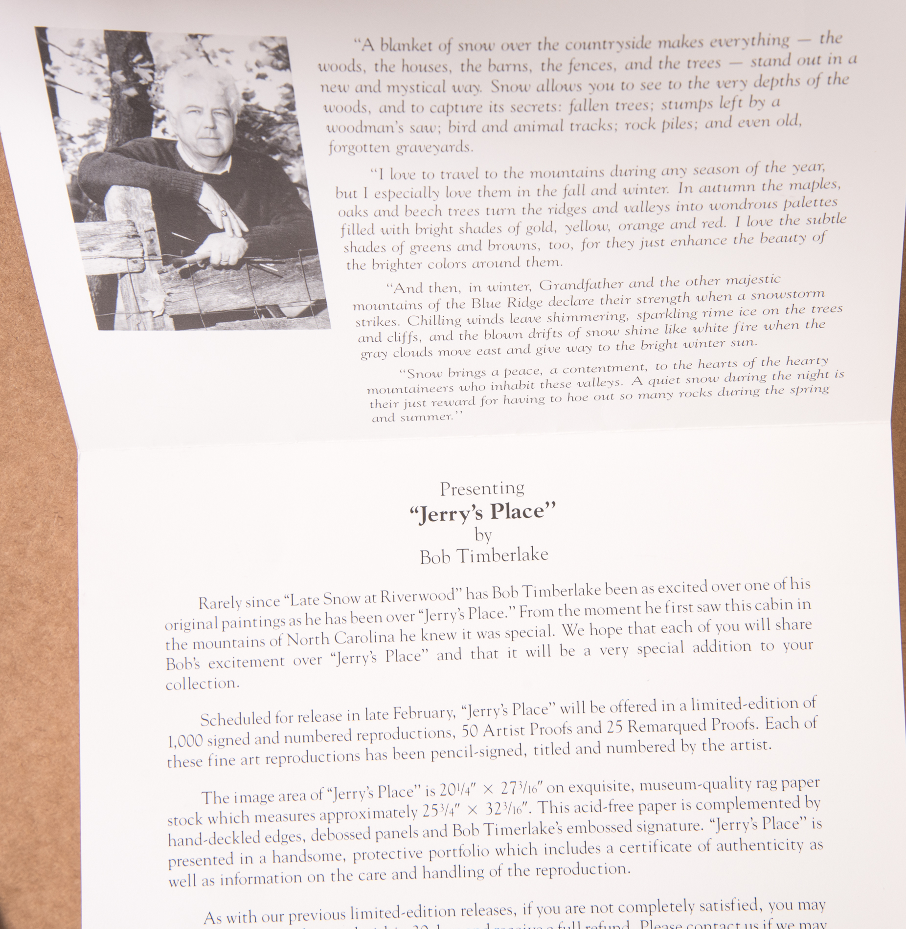 Bob Timberlake Ltd. Ed. Offset Lithograph on Paper "Near Grandfather"