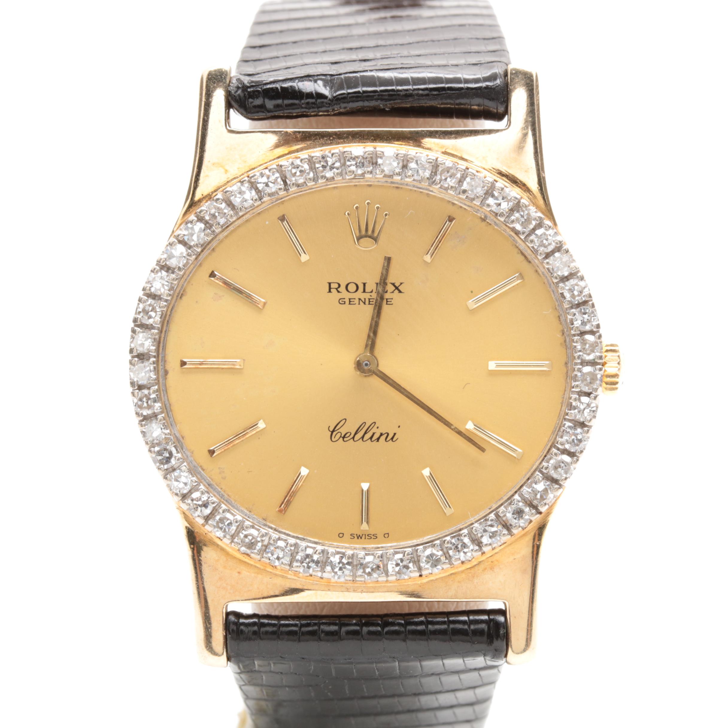 Rolex Cellini 18K Solid Yellow Gold Diamond Watch