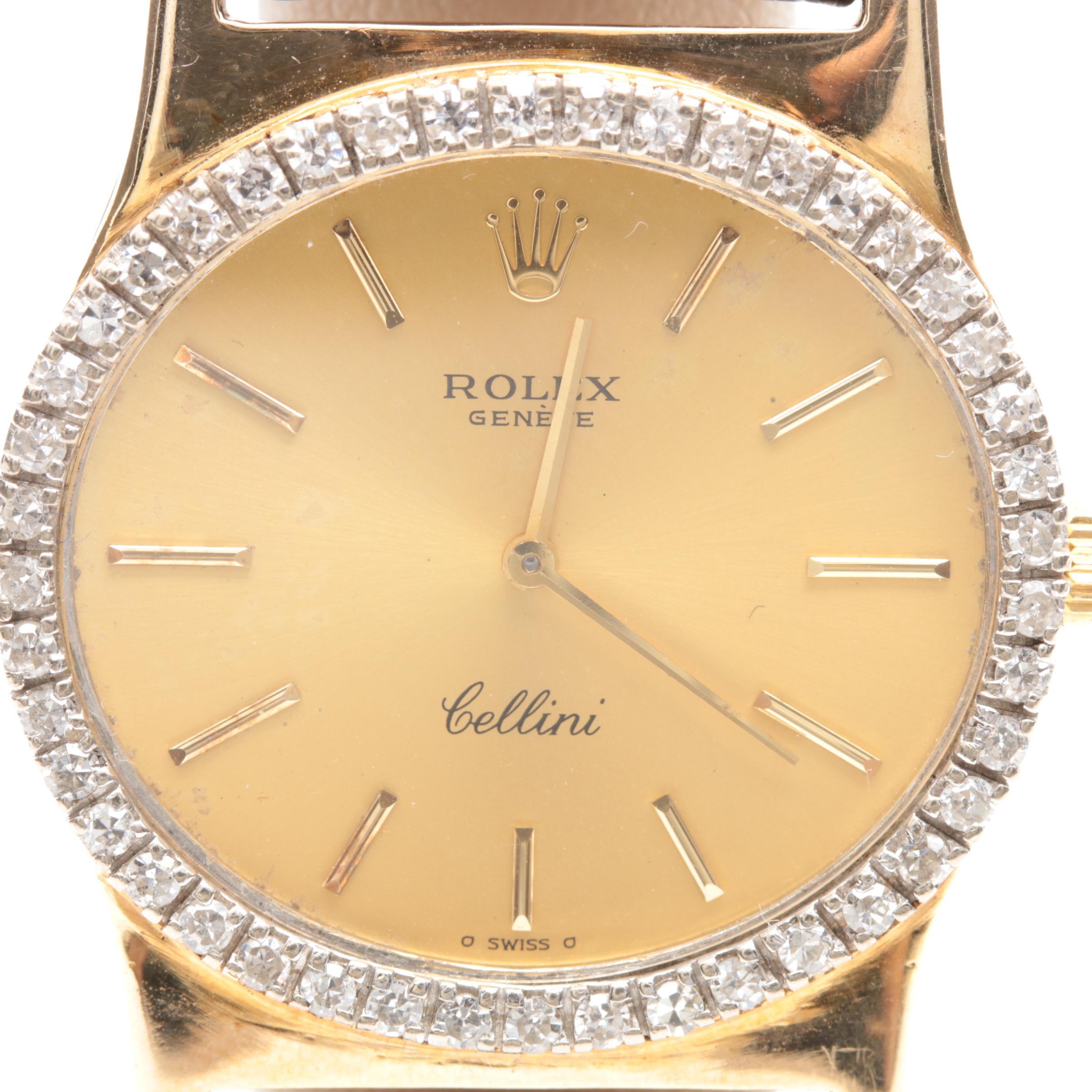 Rolex Cellini 18K Solid Yellow Gold Diamond Watch
