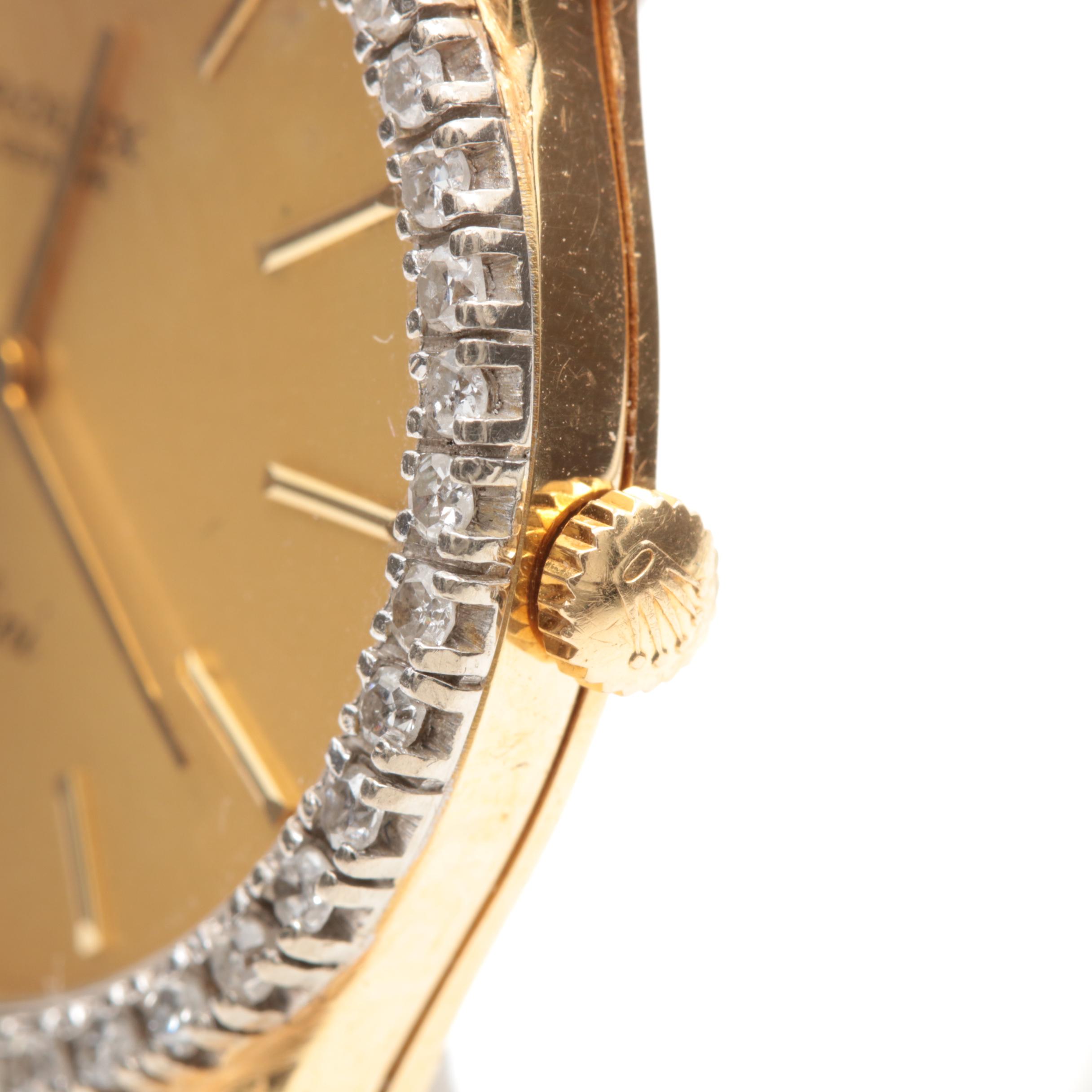 Rolex Cellini 18K Solid Yellow Gold Diamond Watch