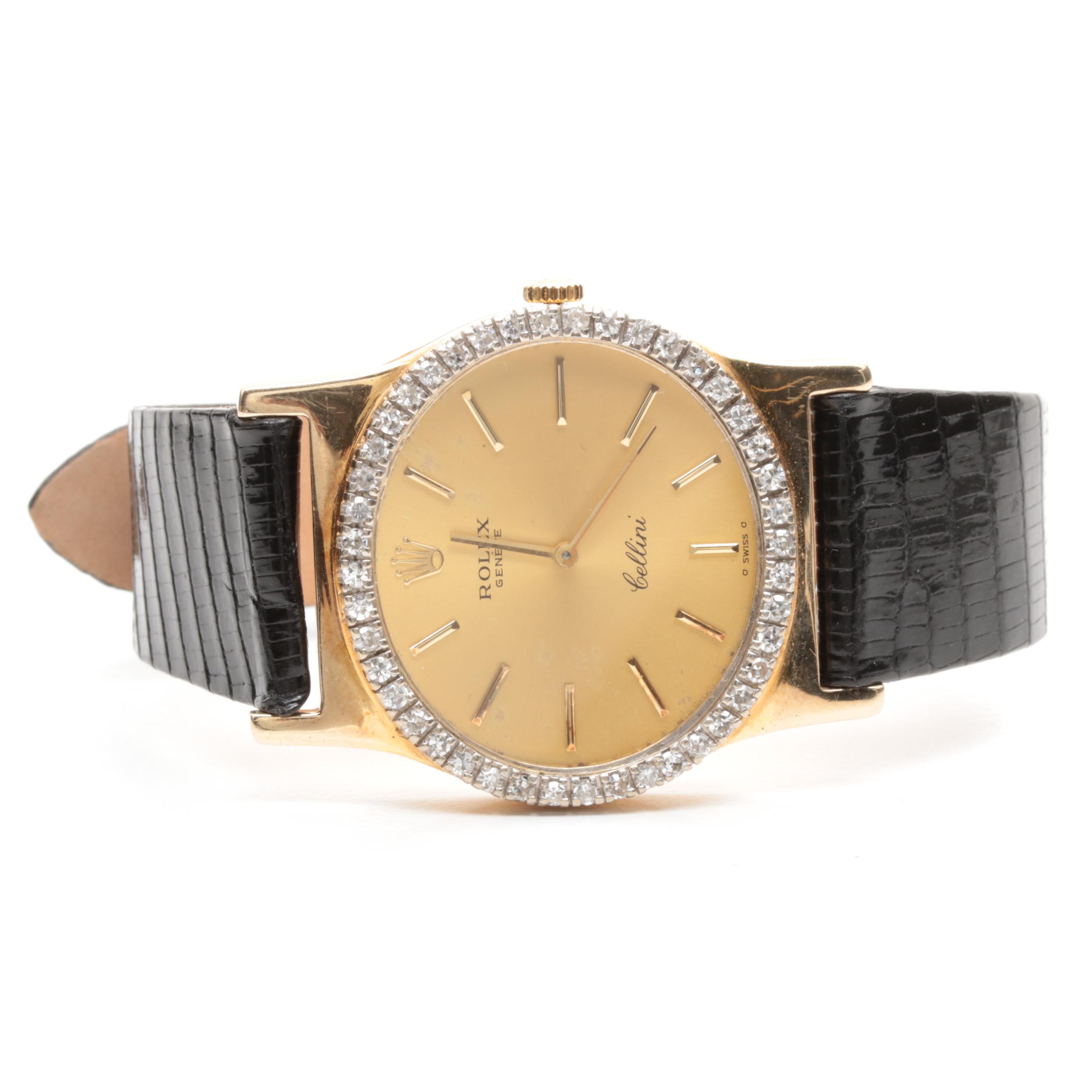Rolex Cellini 18K Solid Yellow Gold Diamond Watch