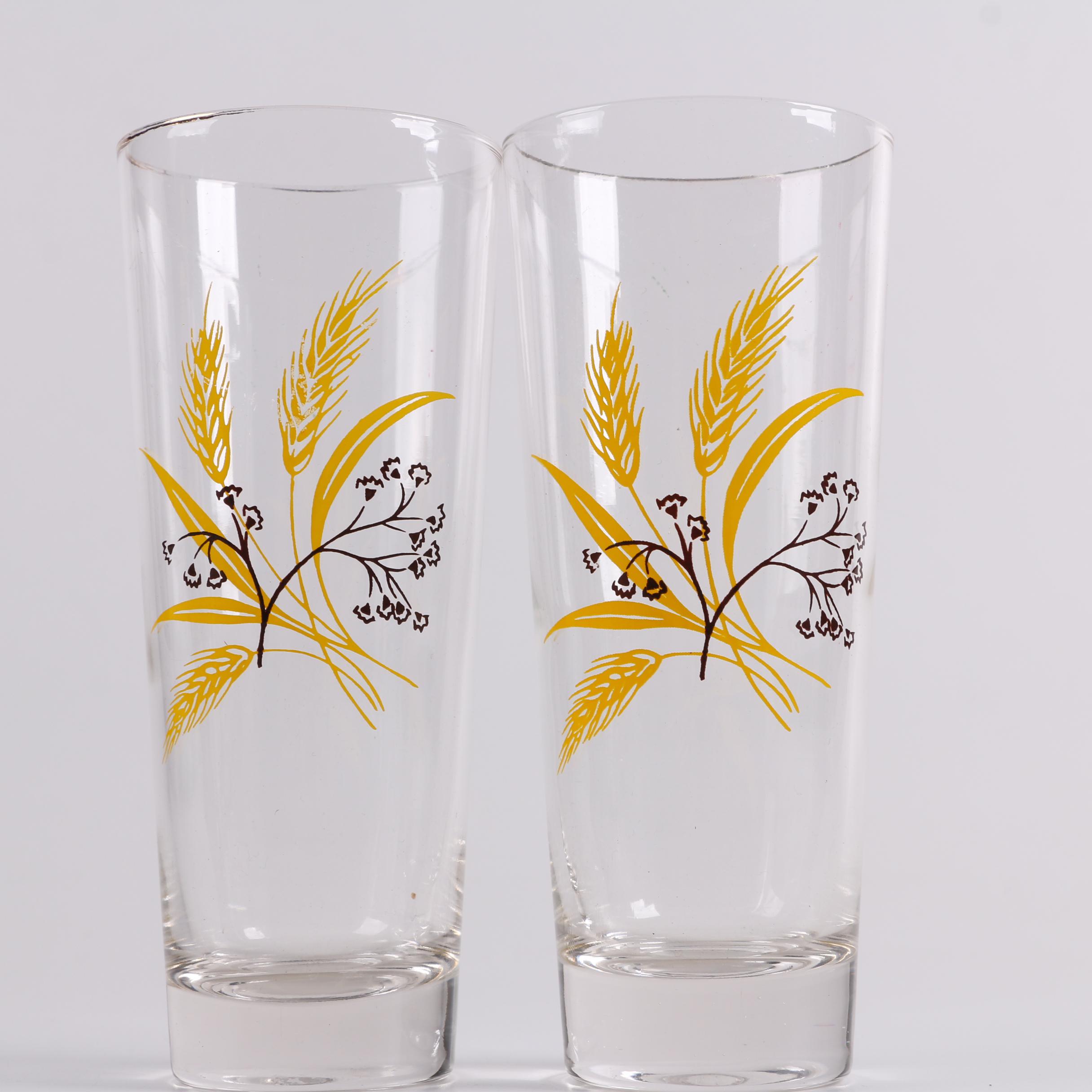 Mid Century Modern Glassware Including Libbey "Golden Foliage"