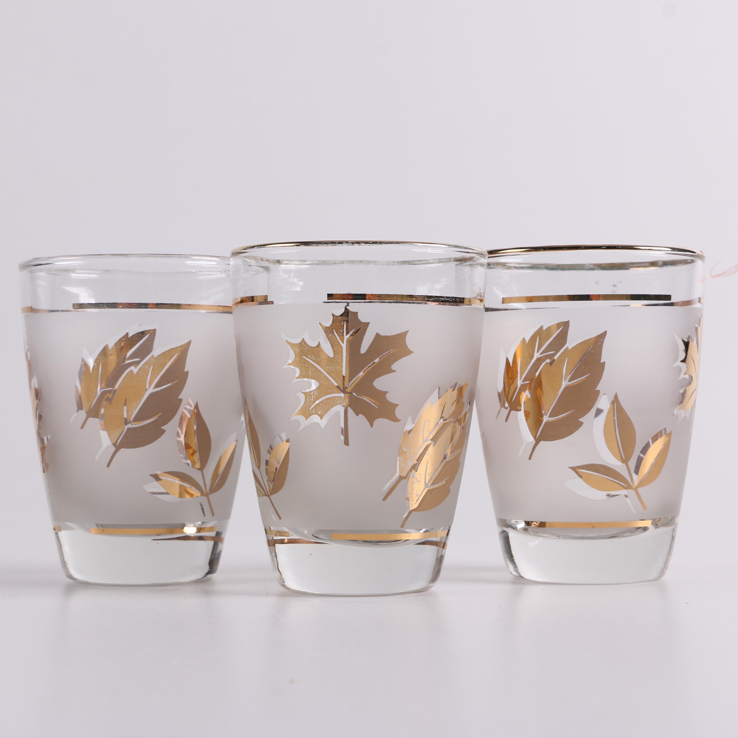 Mid Century Modern Glassware Including Libbey "Golden Foliage"