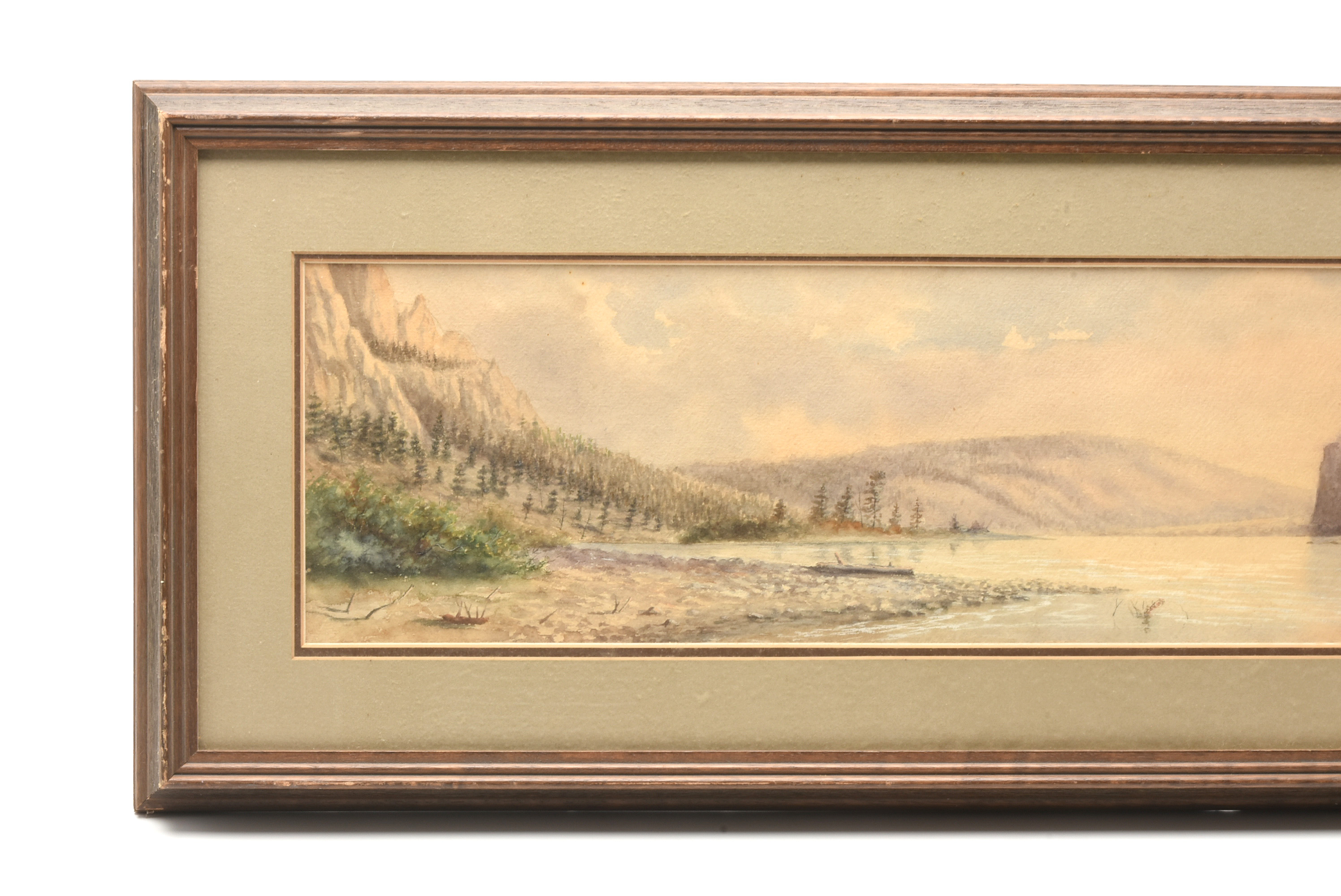 Ralph Earl DeCamp Watercolor Painting on Paper Mountainous River Bank