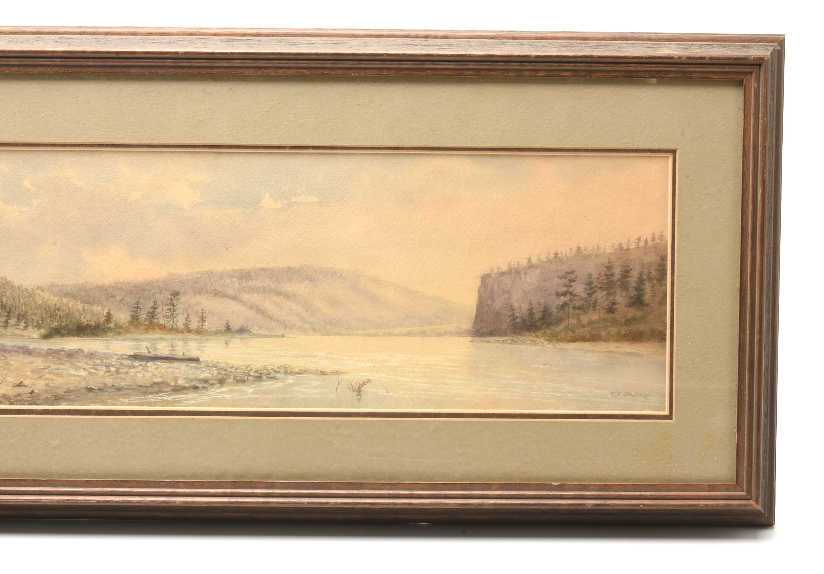 Ralph Earl DeCamp Watercolor Painting on Paper Mountainous River Bank