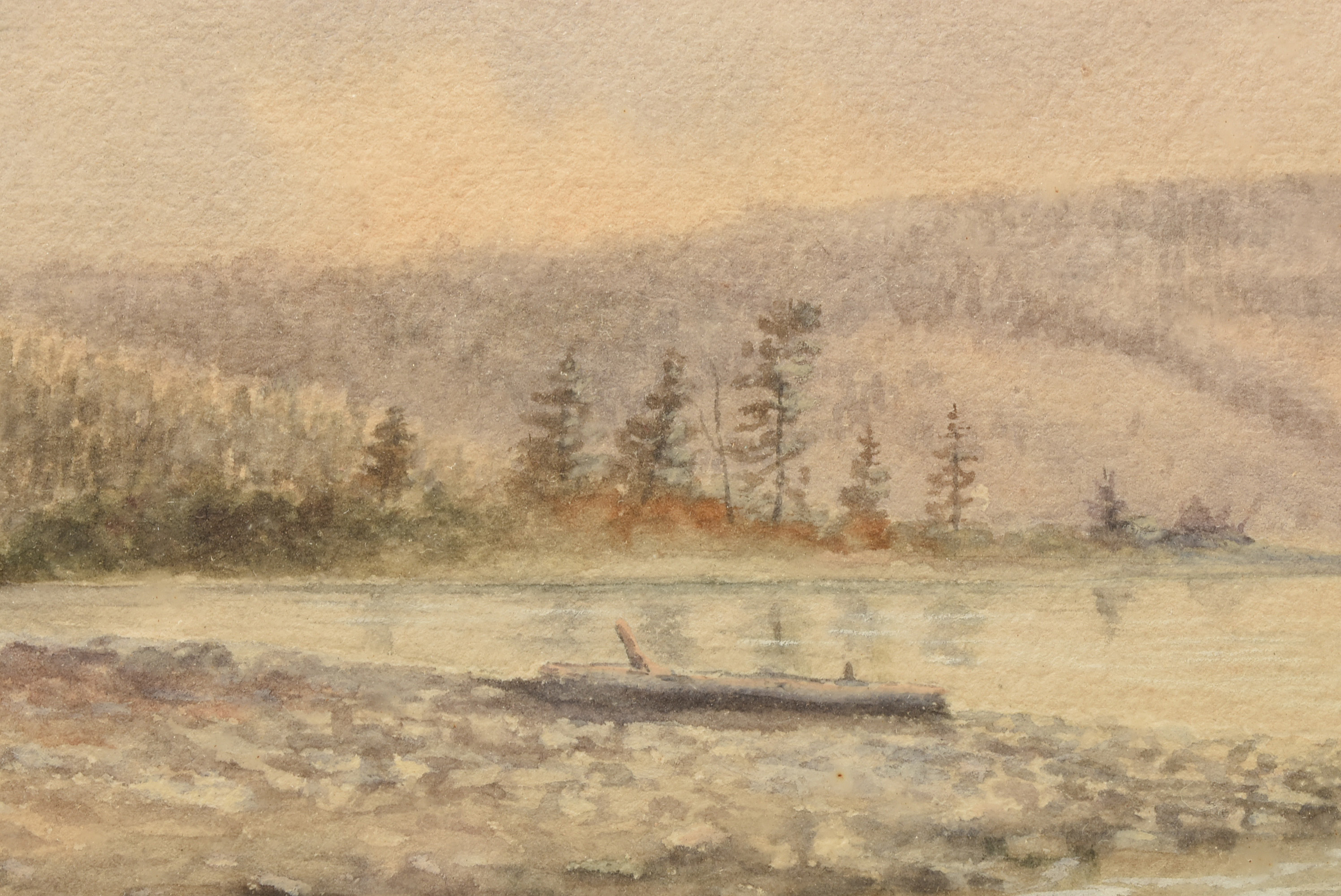 Ralph Earl DeCamp Watercolor Painting on Paper Mountainous River Bank