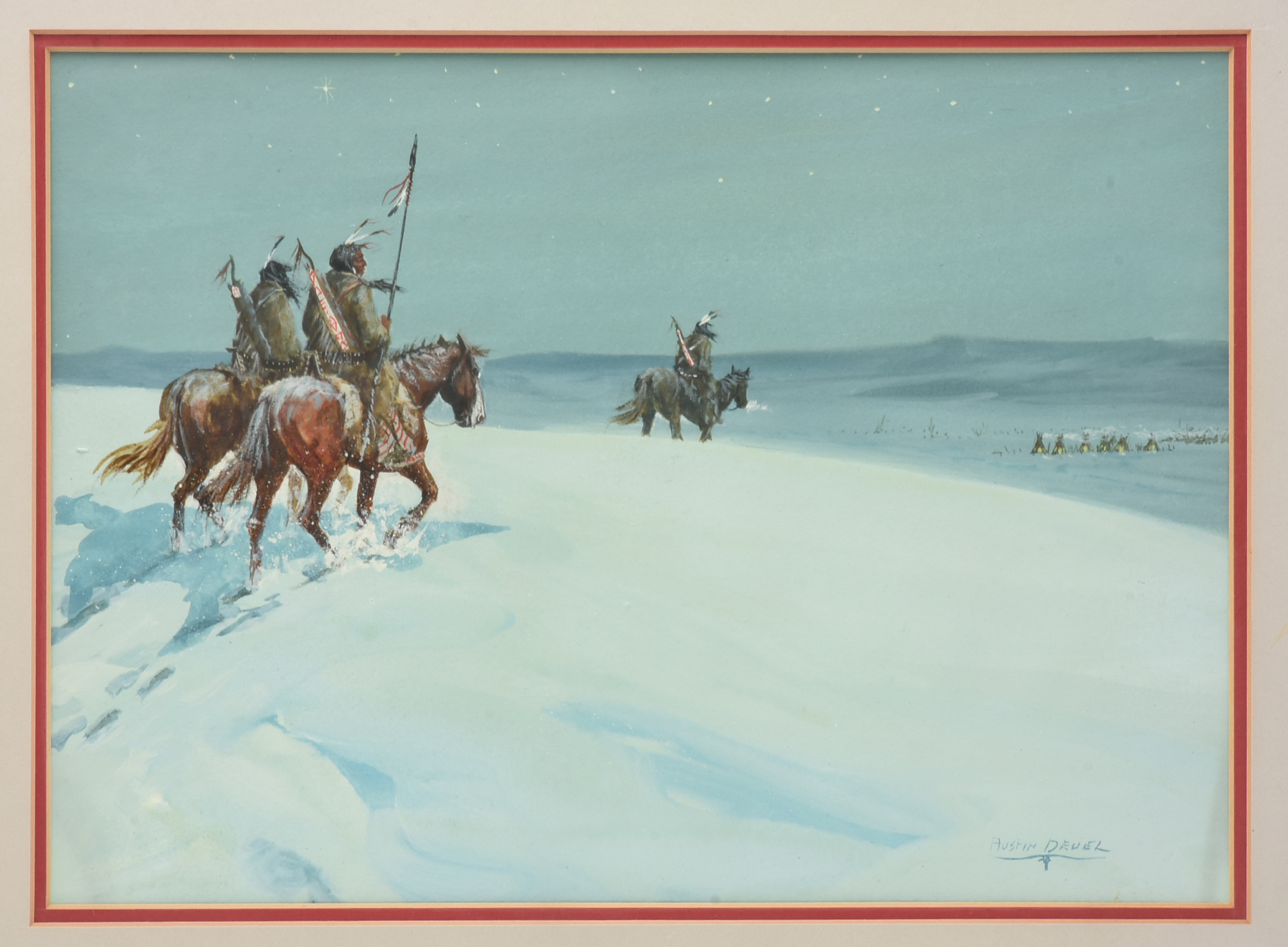 Austin Deuel Watercolor Painting on Paper of a Western Scene