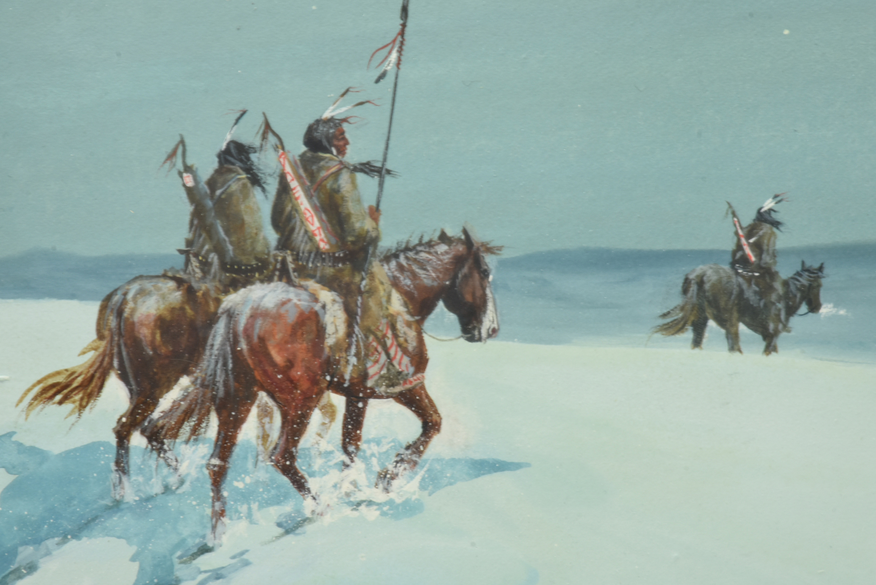 Austin Deuel Watercolor Painting on Paper of a Western Scene