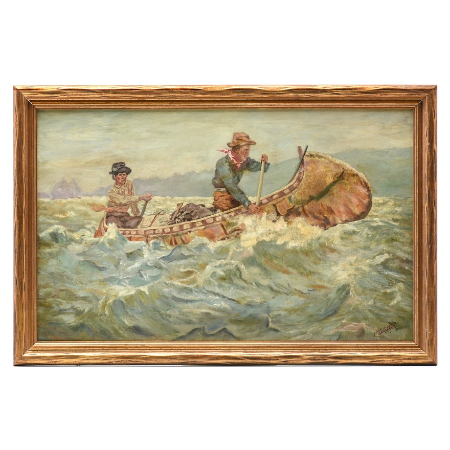 Charles Heer 1917 Oil Painting on Canvas After Philip Goodwin