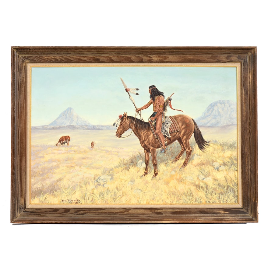 Joe Grandee Oil Painting on Canvas "No More Buffalo"