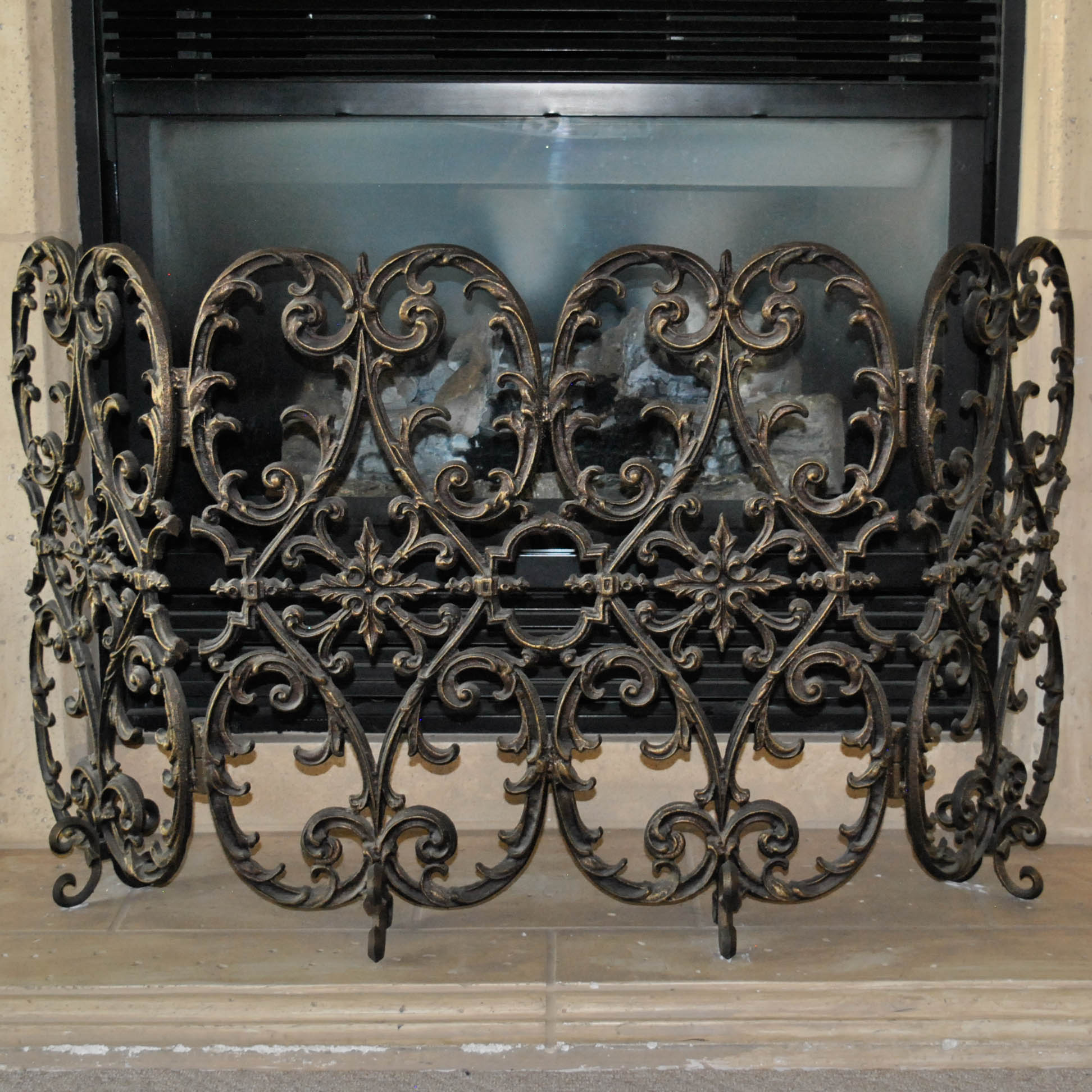 Gothic Style Wrought Metal Fireplace Screen