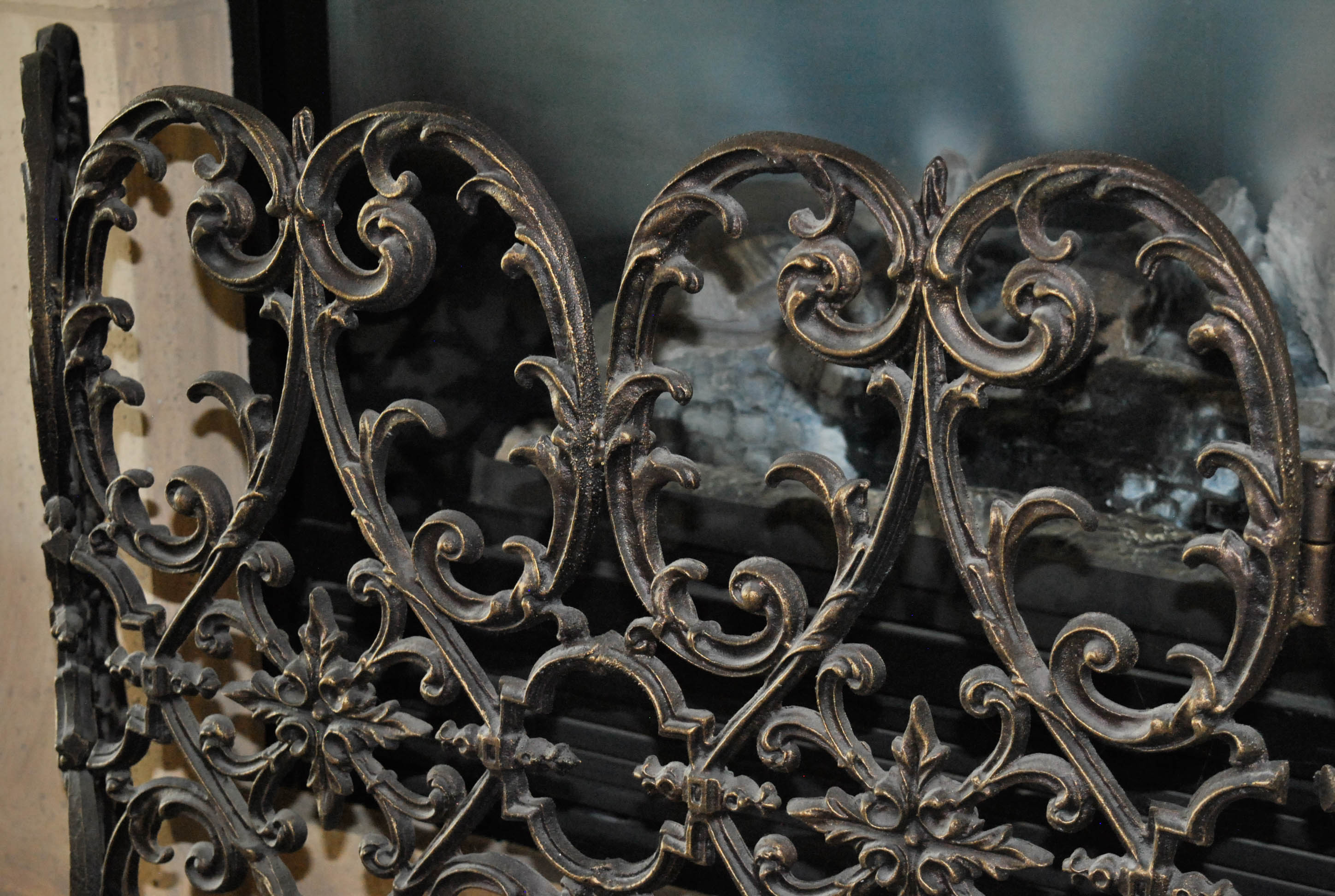 Gothic Style Wrought Metal Fireplace Screen