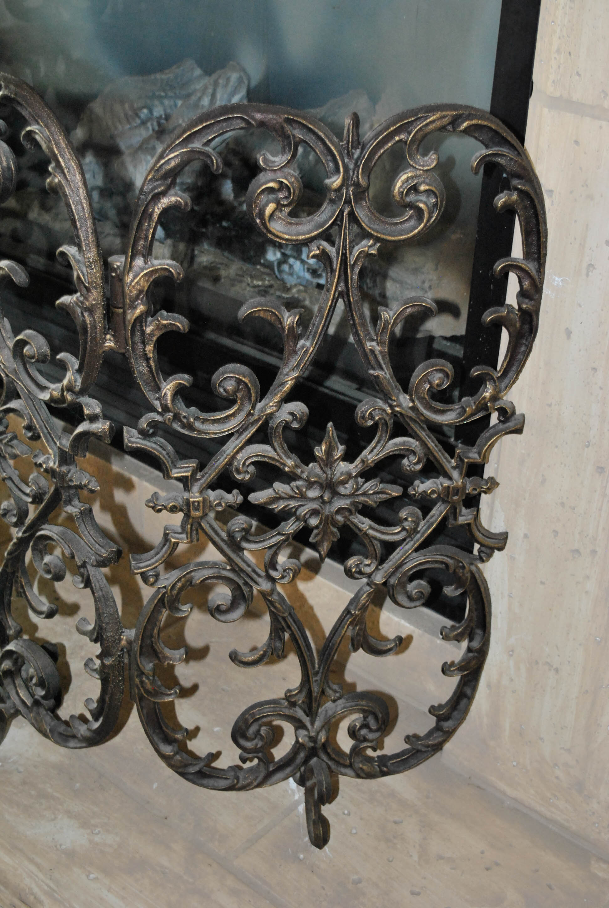 Gothic Style Wrought Metal Fireplace Screen