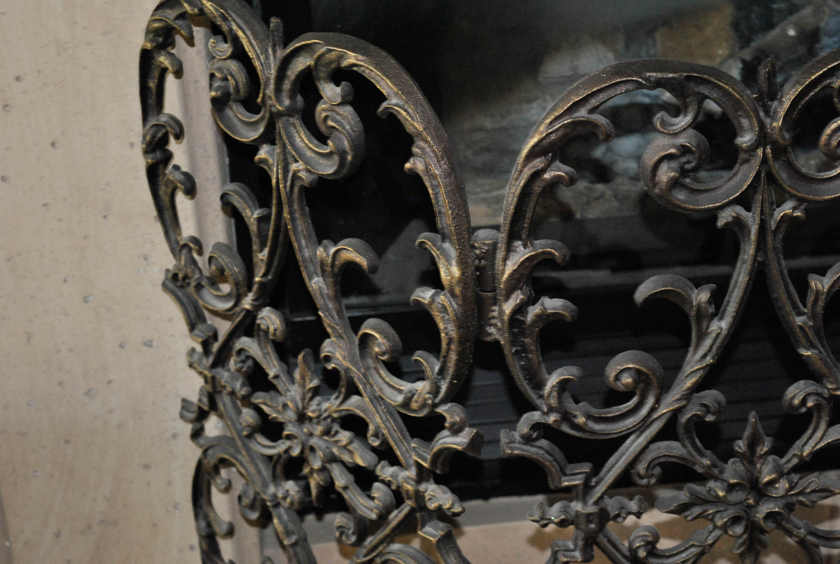 Gothic Style Wrought Metal Fireplace Screen