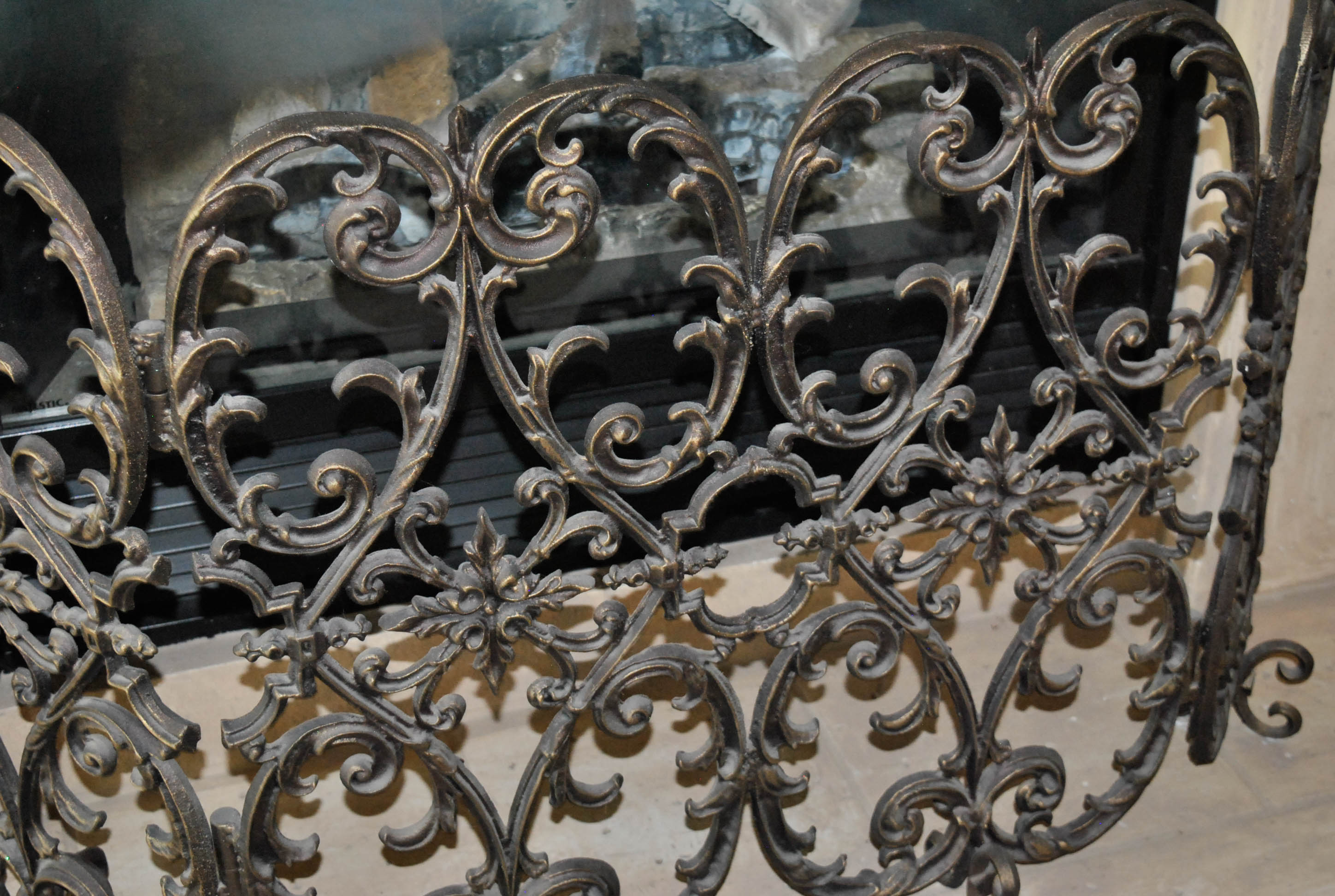 Gothic Style Wrought Metal Fireplace Screen