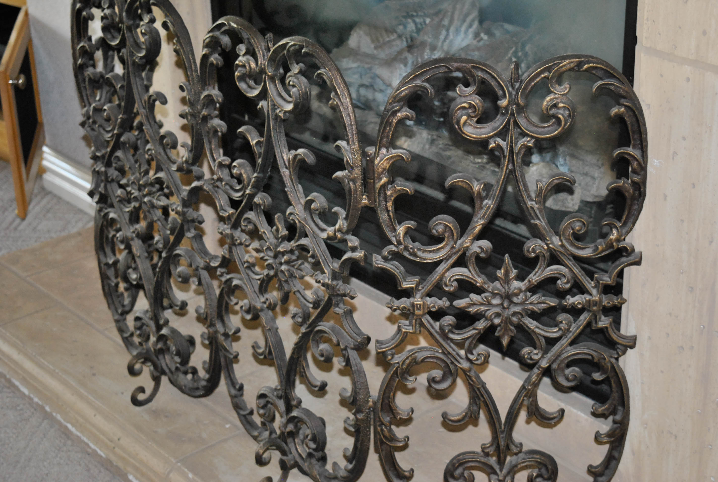 Gothic Style Wrought Metal Fireplace Screen