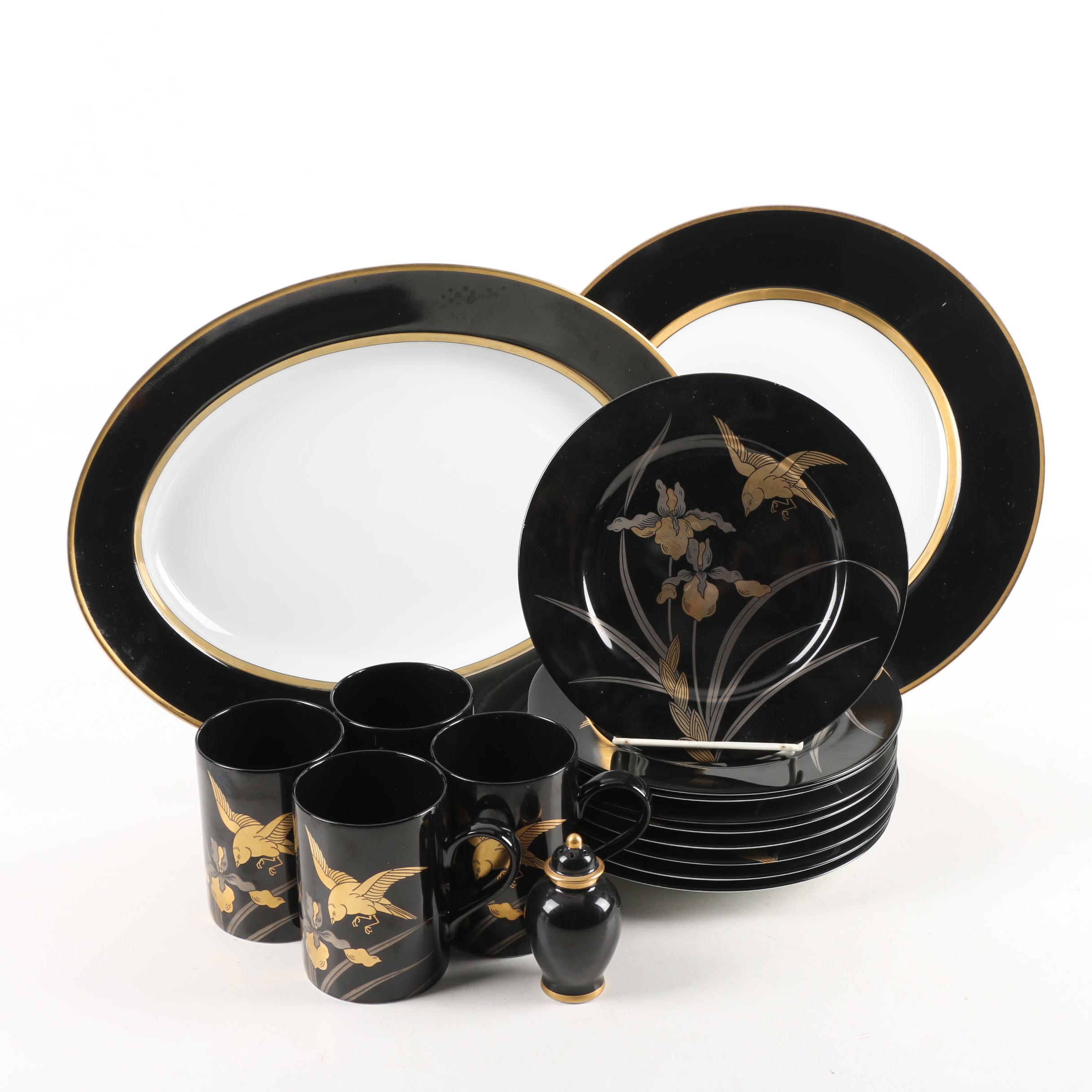Fitz and Floyd "Oiseau Doré" Porcelain Dinnerware c. 1981