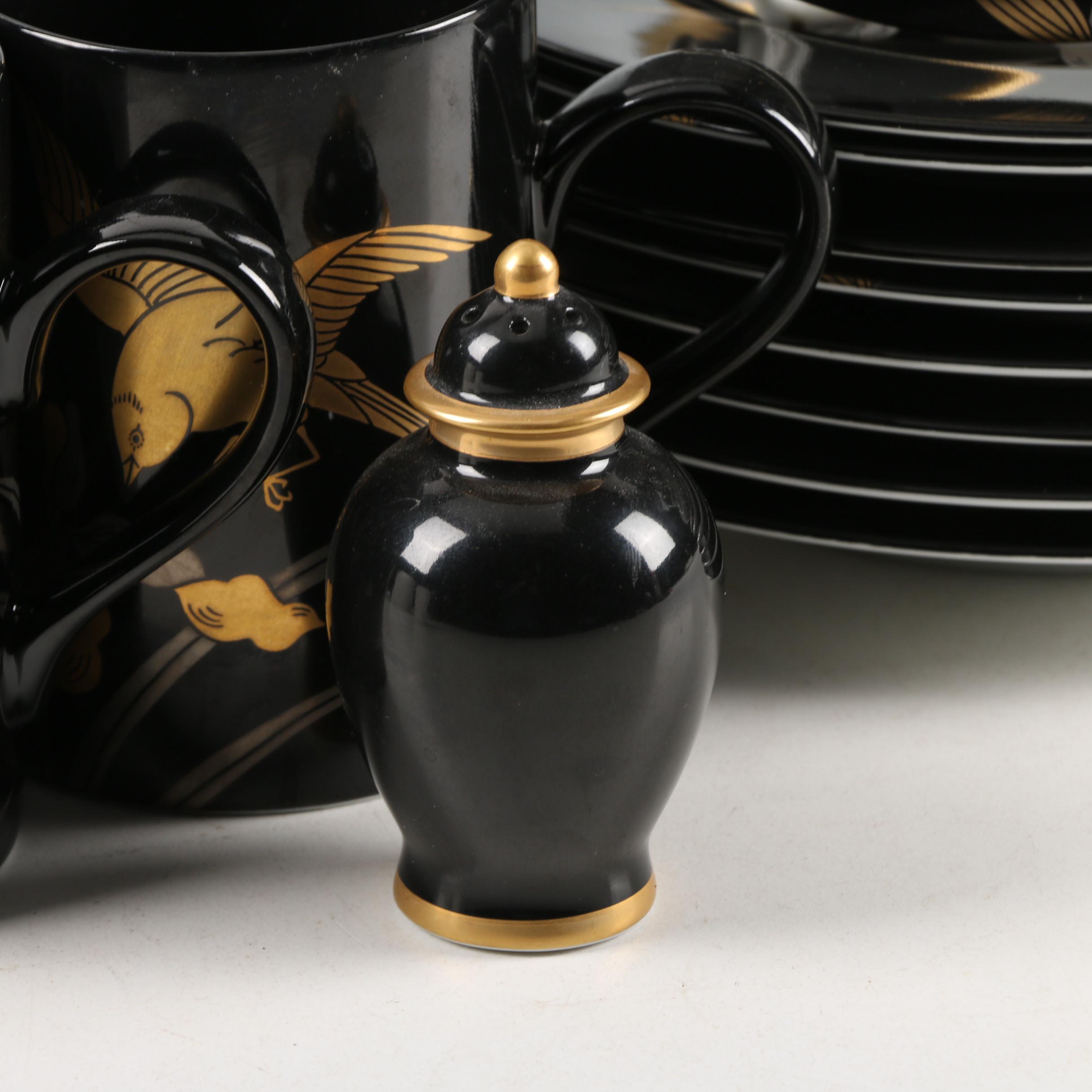 Fitz and Floyd "Oiseau Doré" Porcelain Dinnerware c. 1981