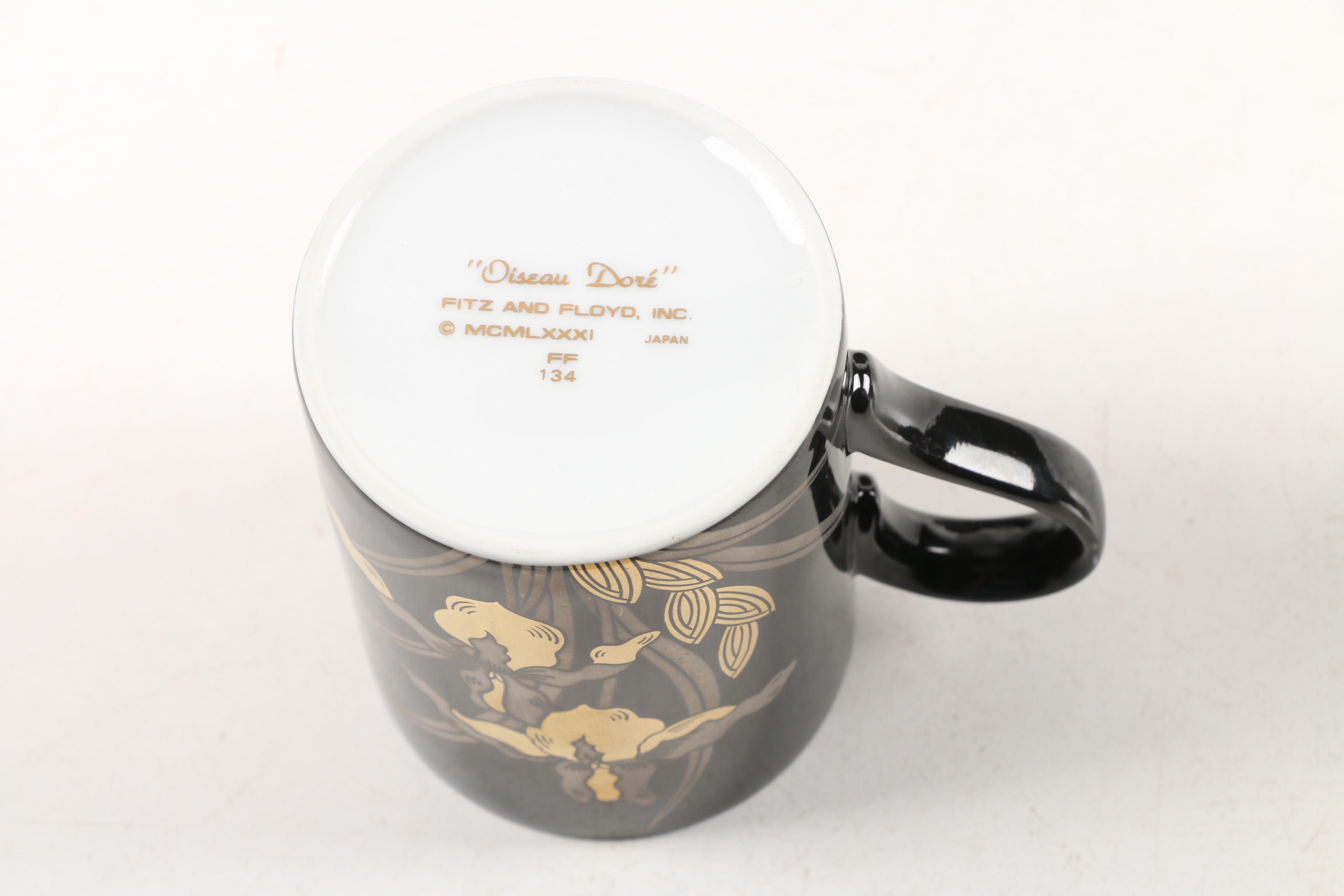 Fitz and Floyd "Oiseau Doré" Porcelain Dinnerware c. 1981