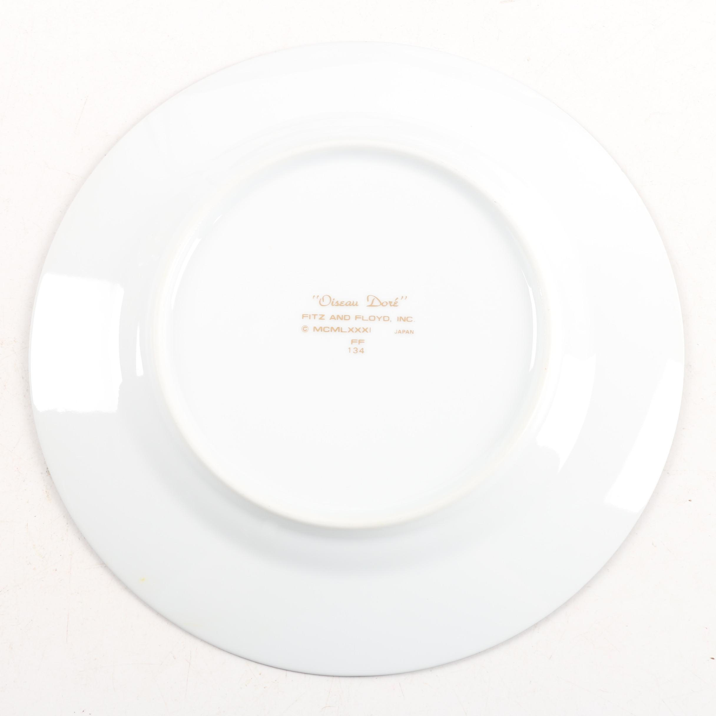 Fitz and Floyd "Oiseau Doré" Porcelain Dinnerware c. 1981