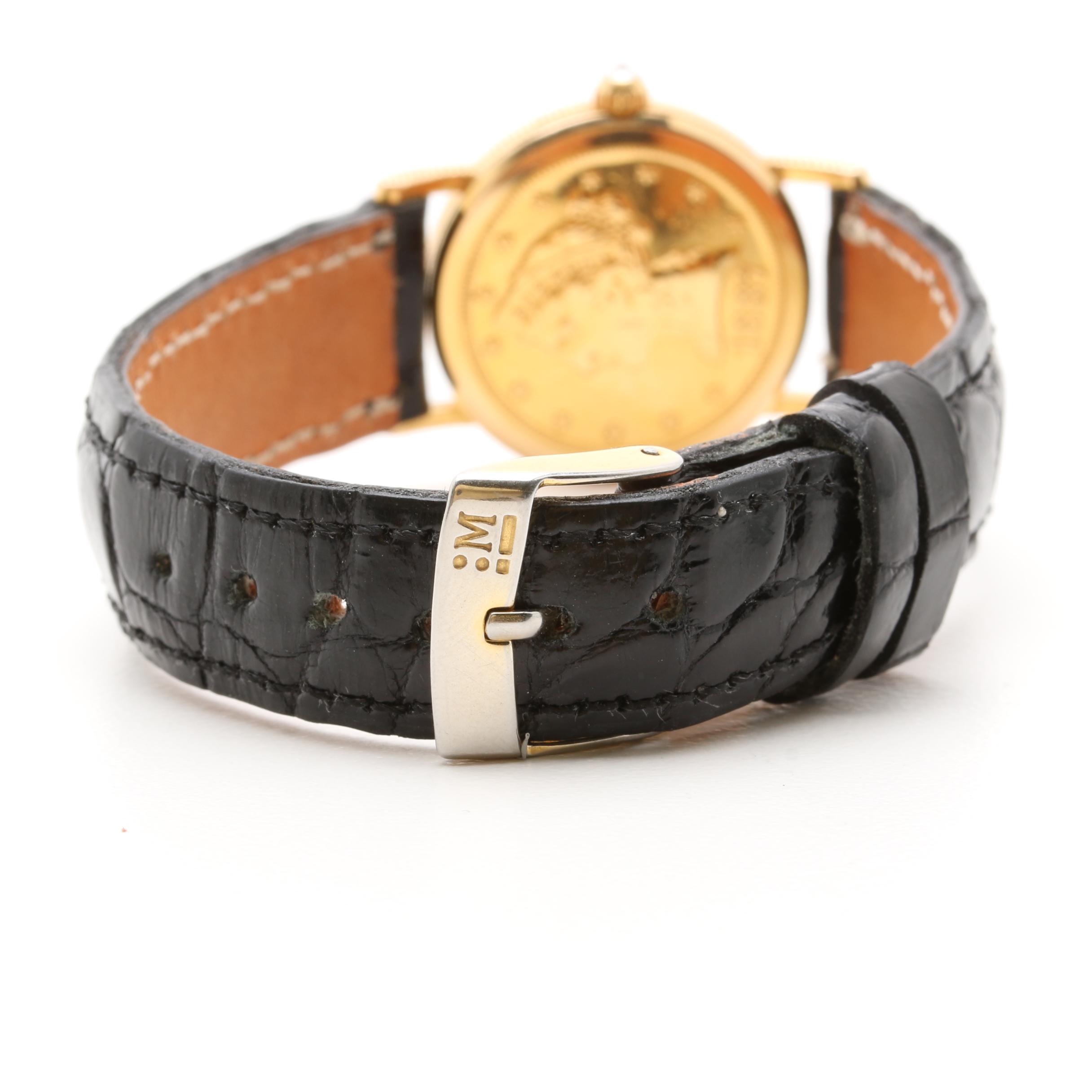 Corum 18K and 22K Yellow Gold 1887 Liberty Head Coin Leather Watch