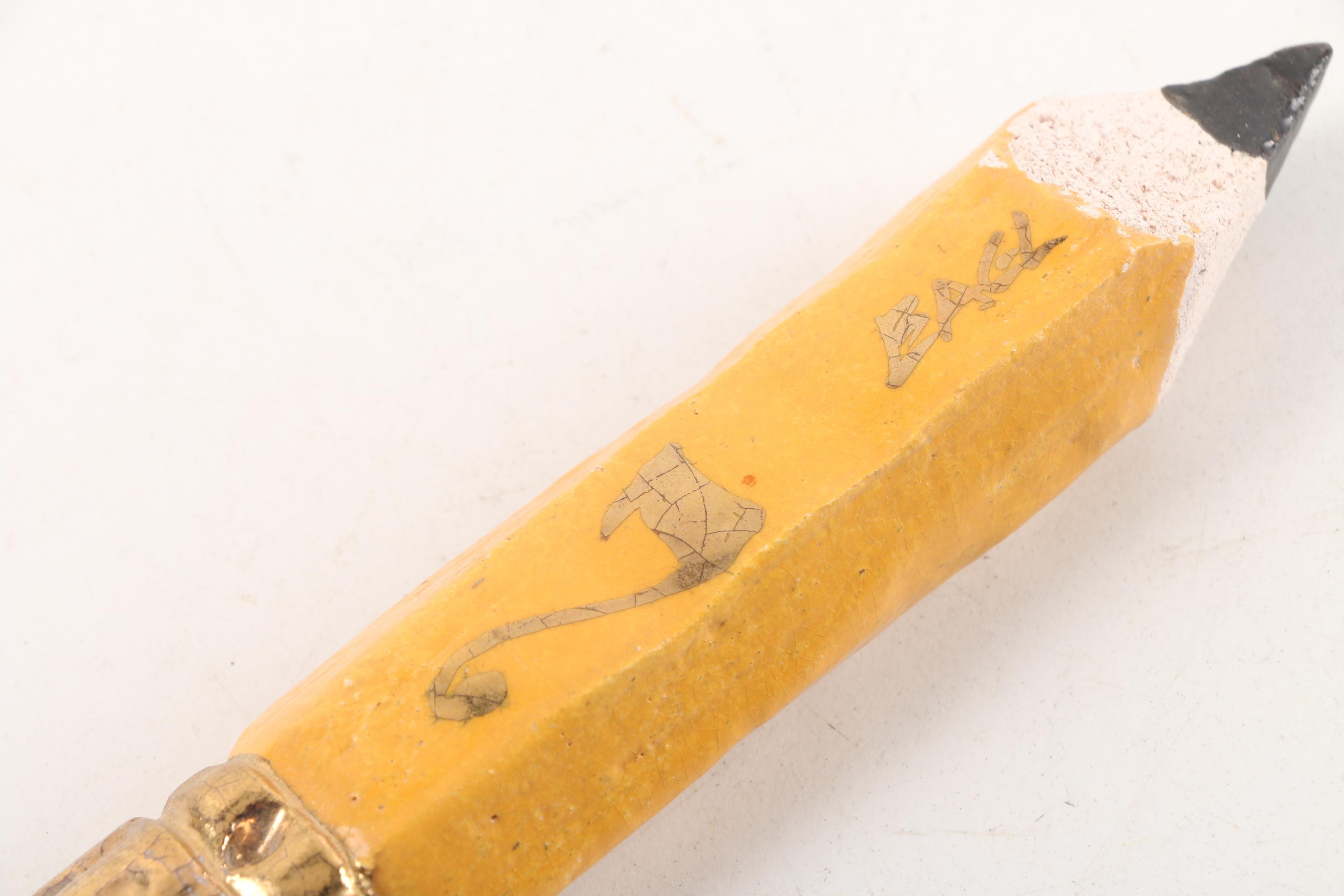 Polychrome Ceramic Sculpture of Eagle Brand #2 Pencil
