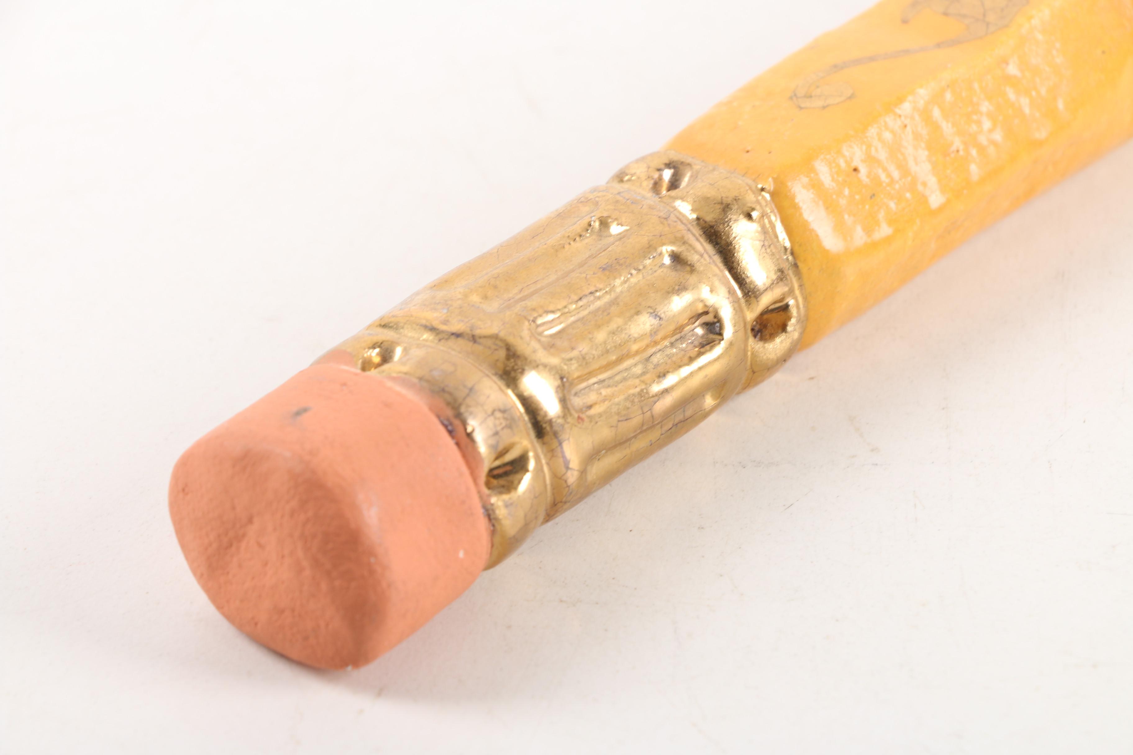 Polychrome Ceramic Sculpture of Eagle Brand #2 Pencil