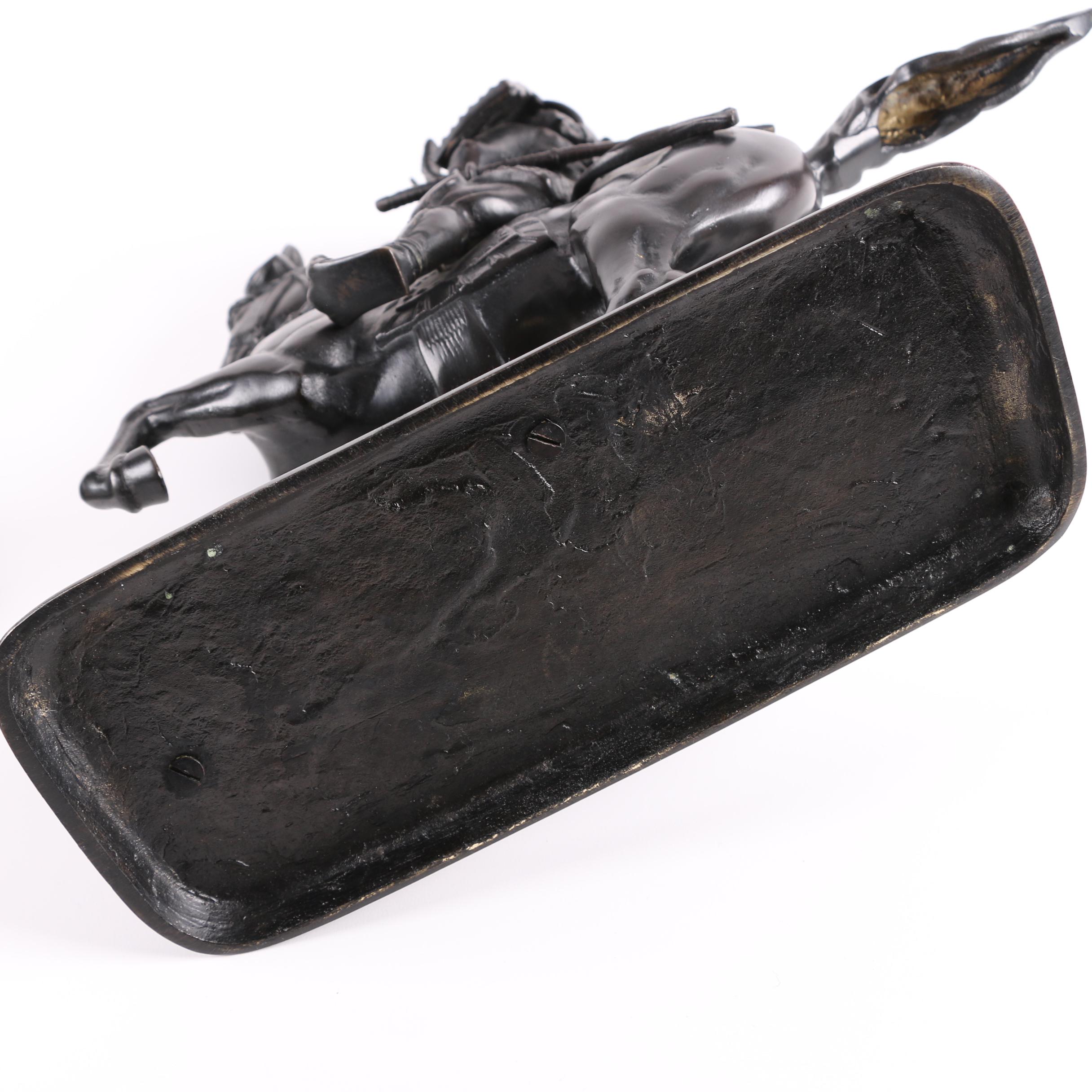 Reproduction Brass Sculpture of Samurai Warrior on Horse