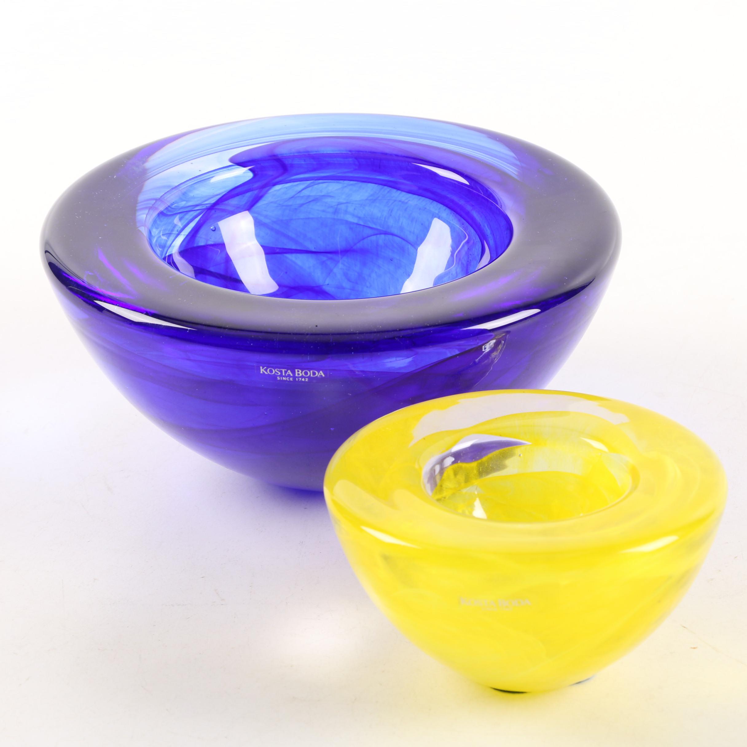Kosta Boda "Atoll" Art Glass Bowls