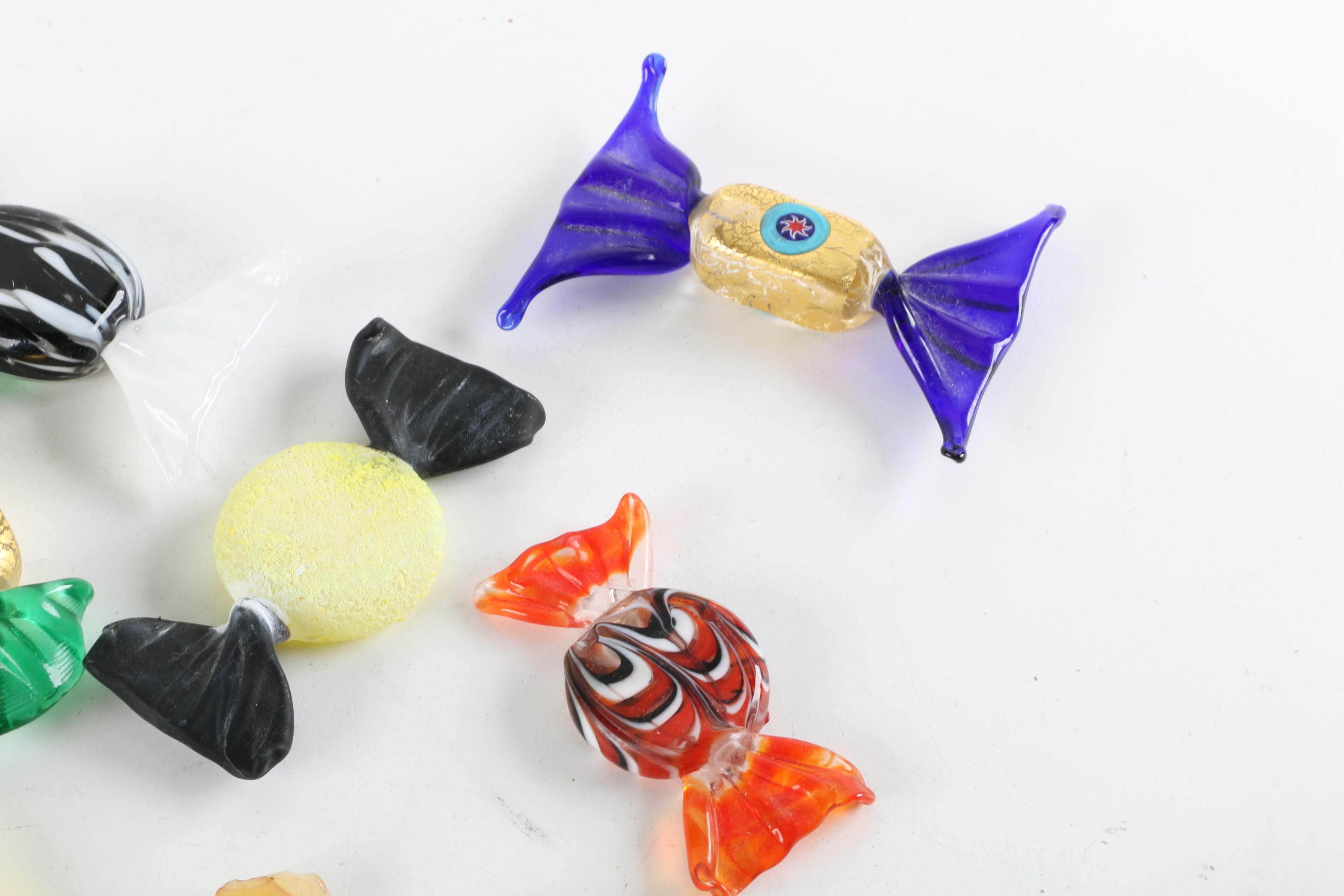 Handmade Art Glass Candies Inscribed "Shalom"