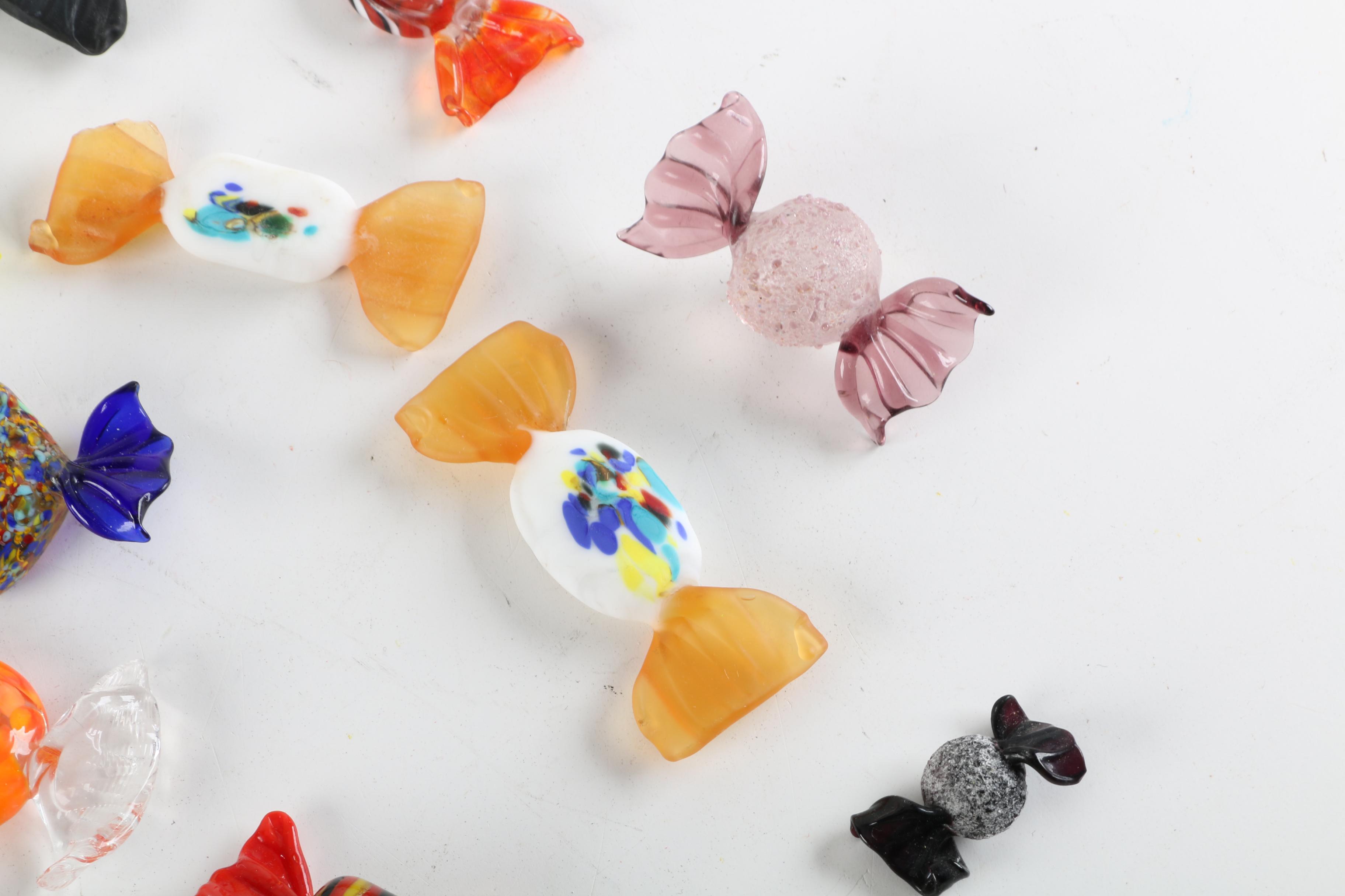 Handmade Art Glass Candies Inscribed "Shalom"
