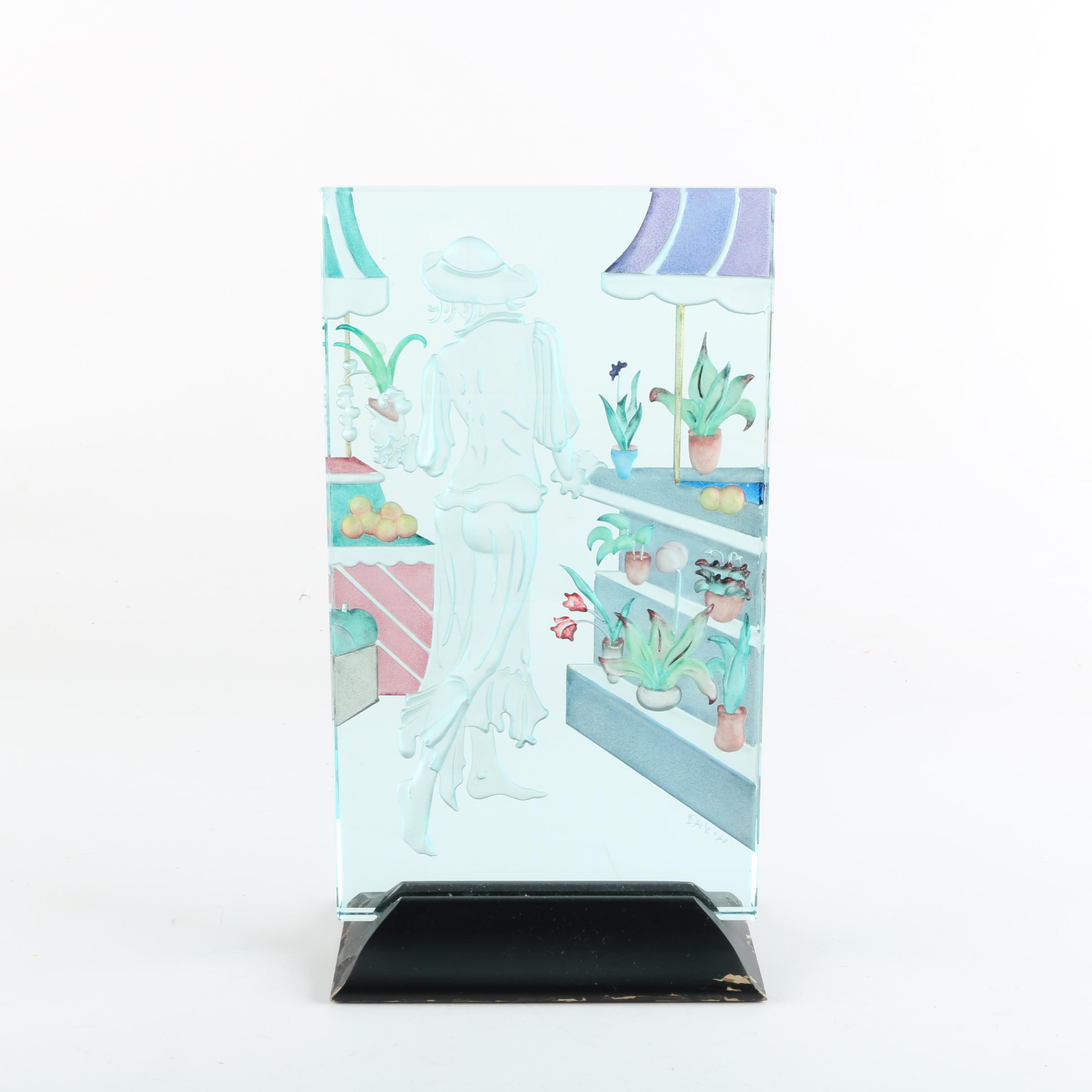 Wendy Saxon-Brown Reverse Relief Cast Art Glass Panel