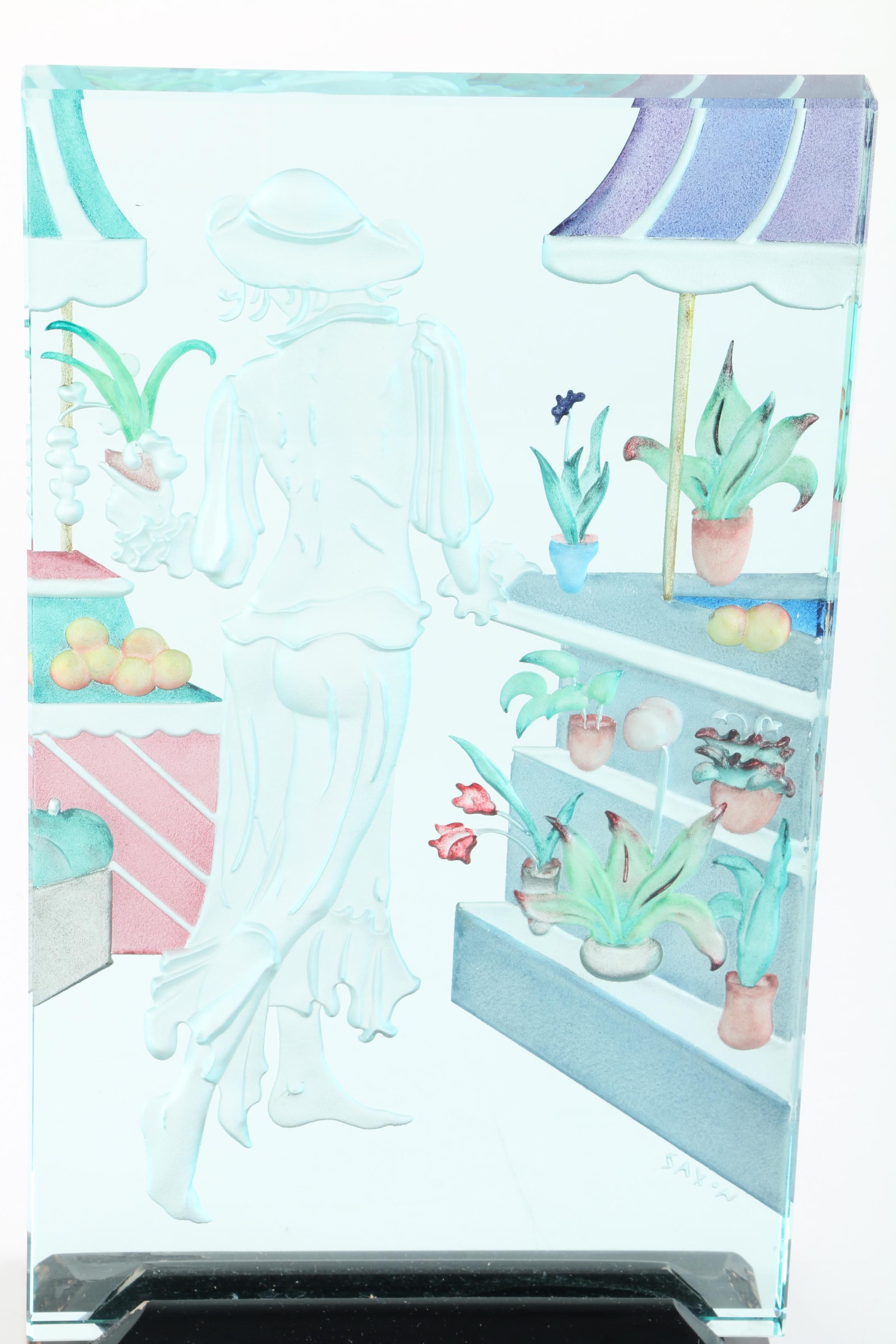 Wendy Saxon-Brown Reverse Relief Cast Art Glass Panel