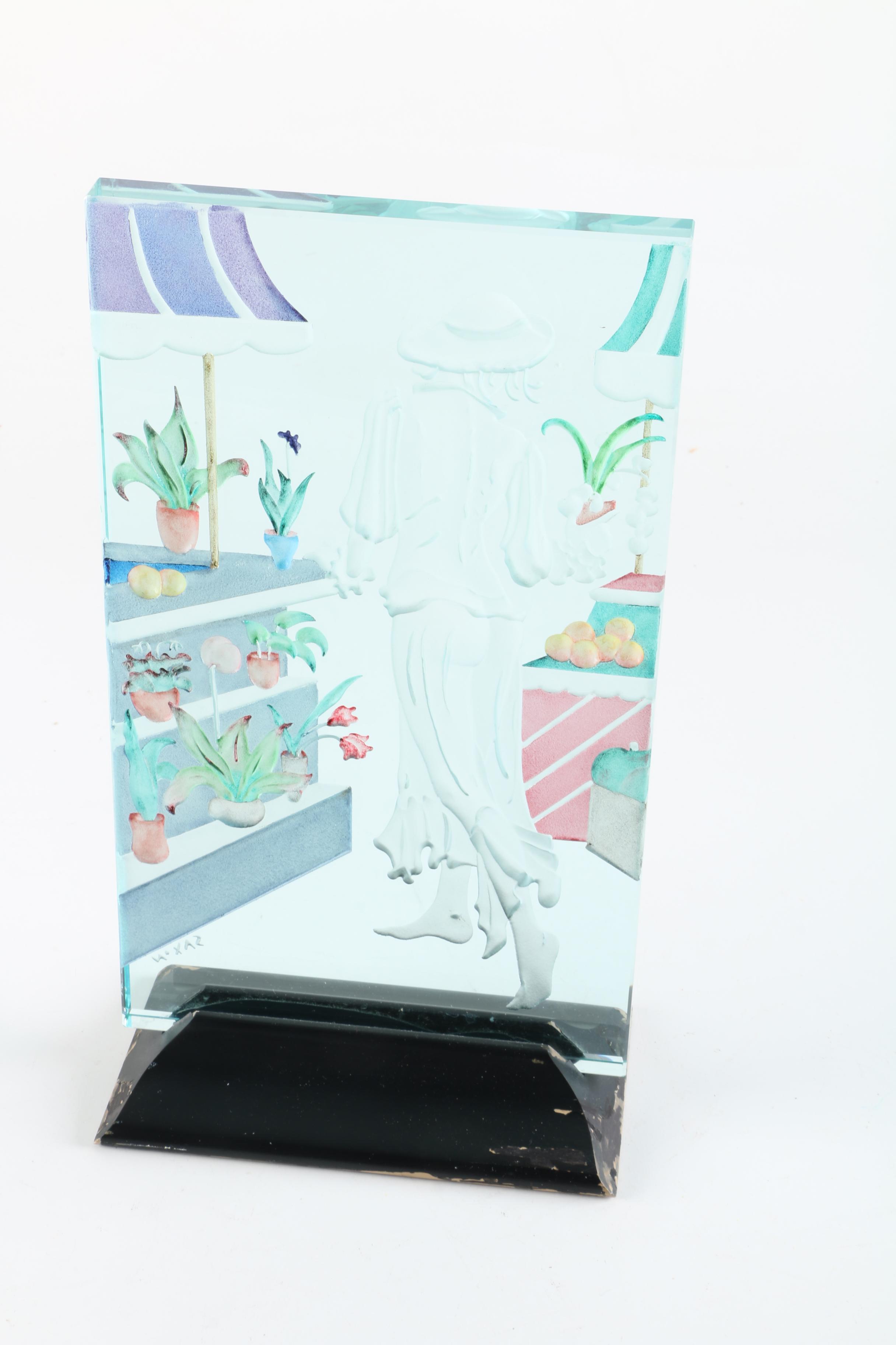 Wendy Saxon-Brown Reverse Relief Cast Art Glass Panel