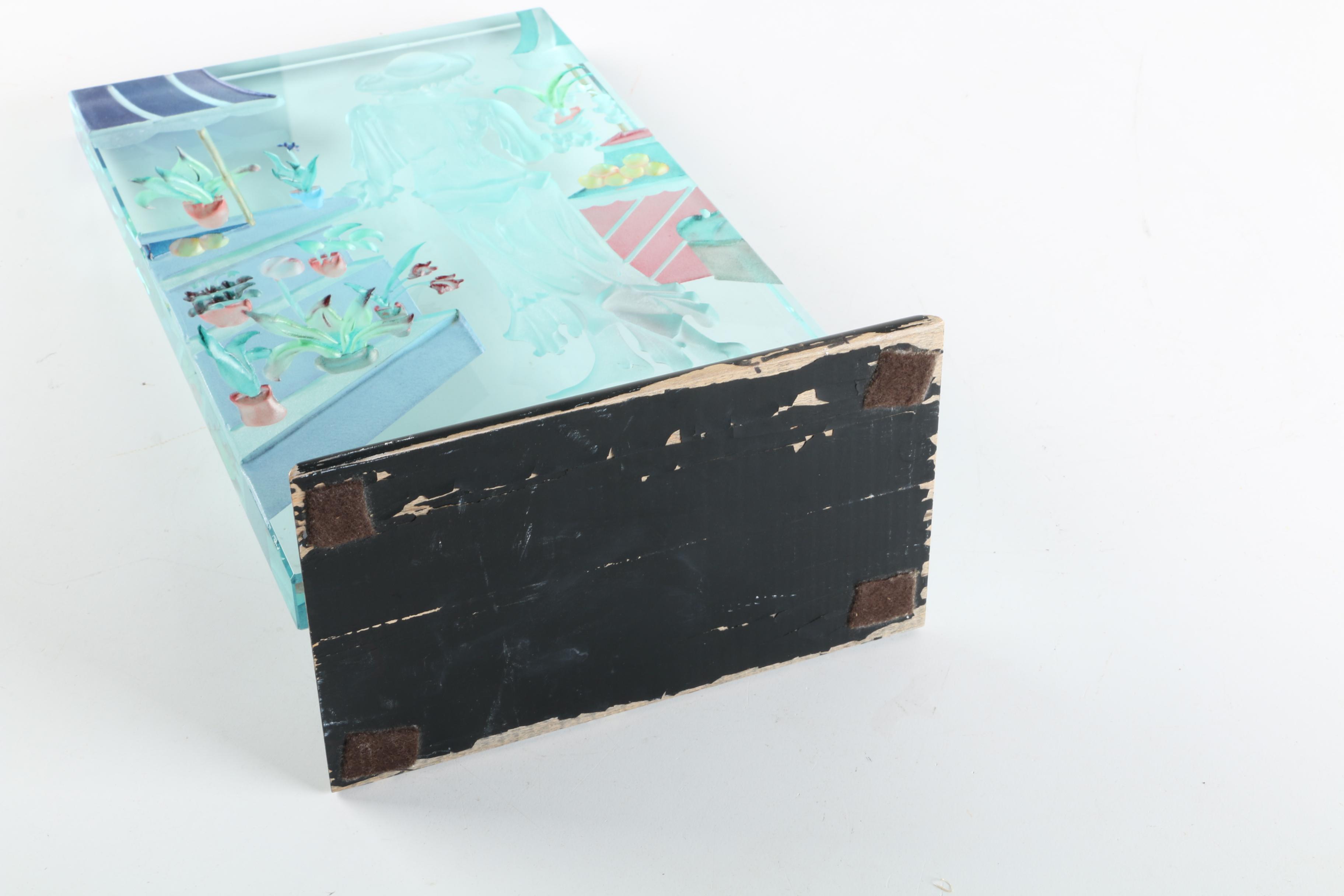 Wendy Saxon-Brown Reverse Relief Cast Art Glass Panel