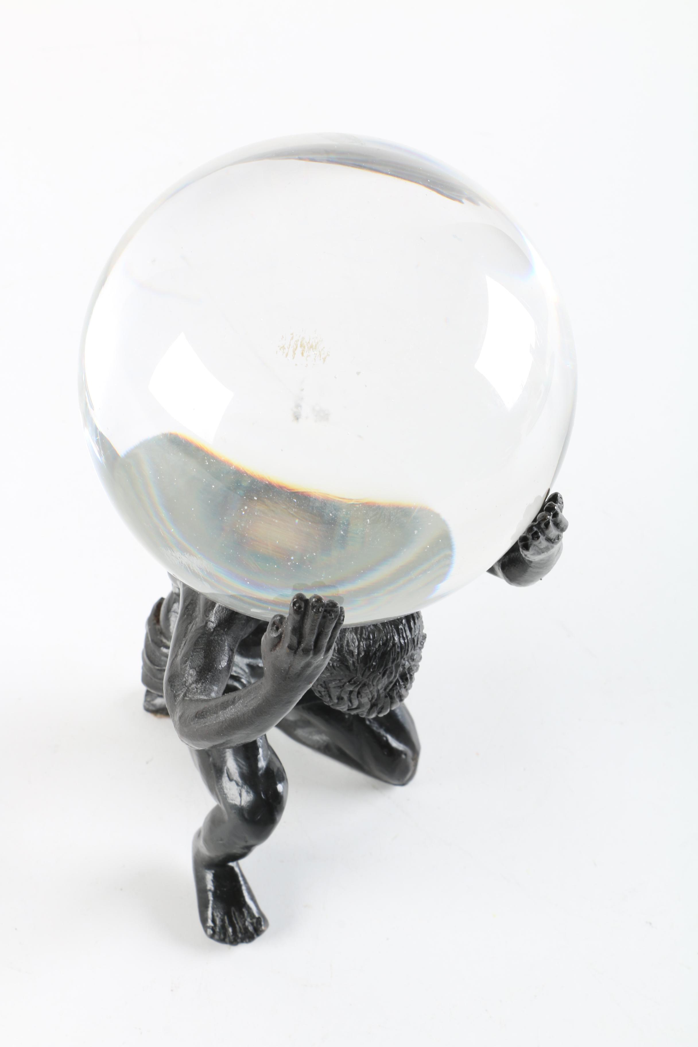 Atlas Metal Figurine with Crystal Orb