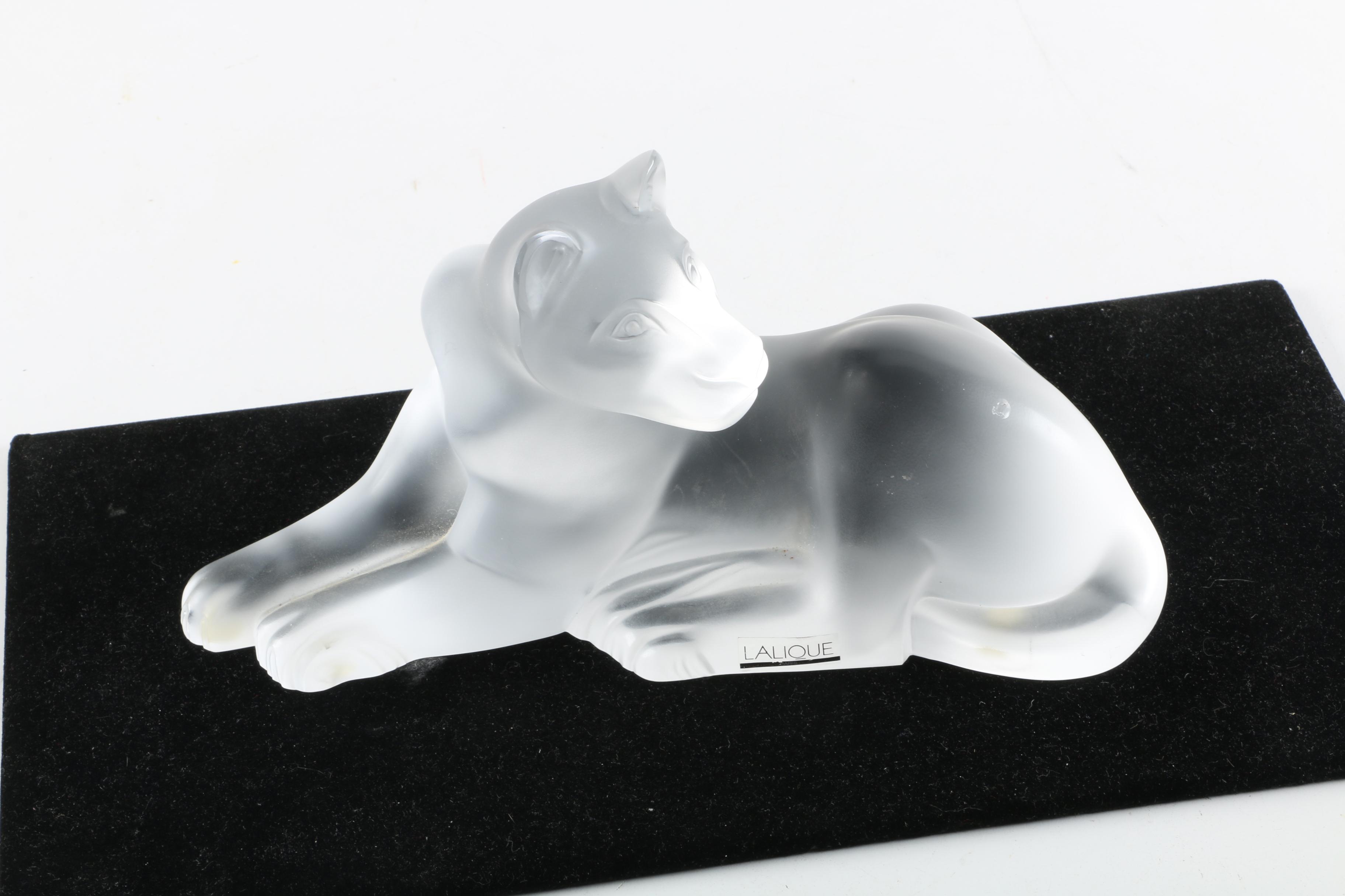 Lalique "Simba Lioness" Frosted Crystal Figurine