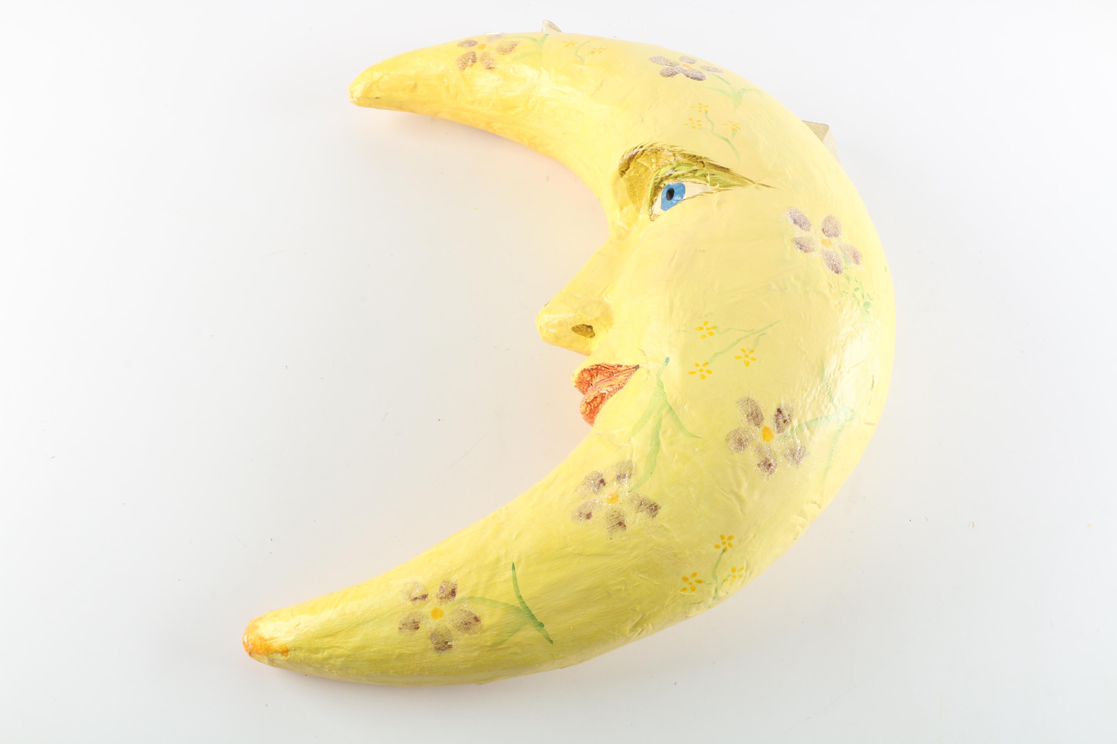 Painted Papier-mâché Moon