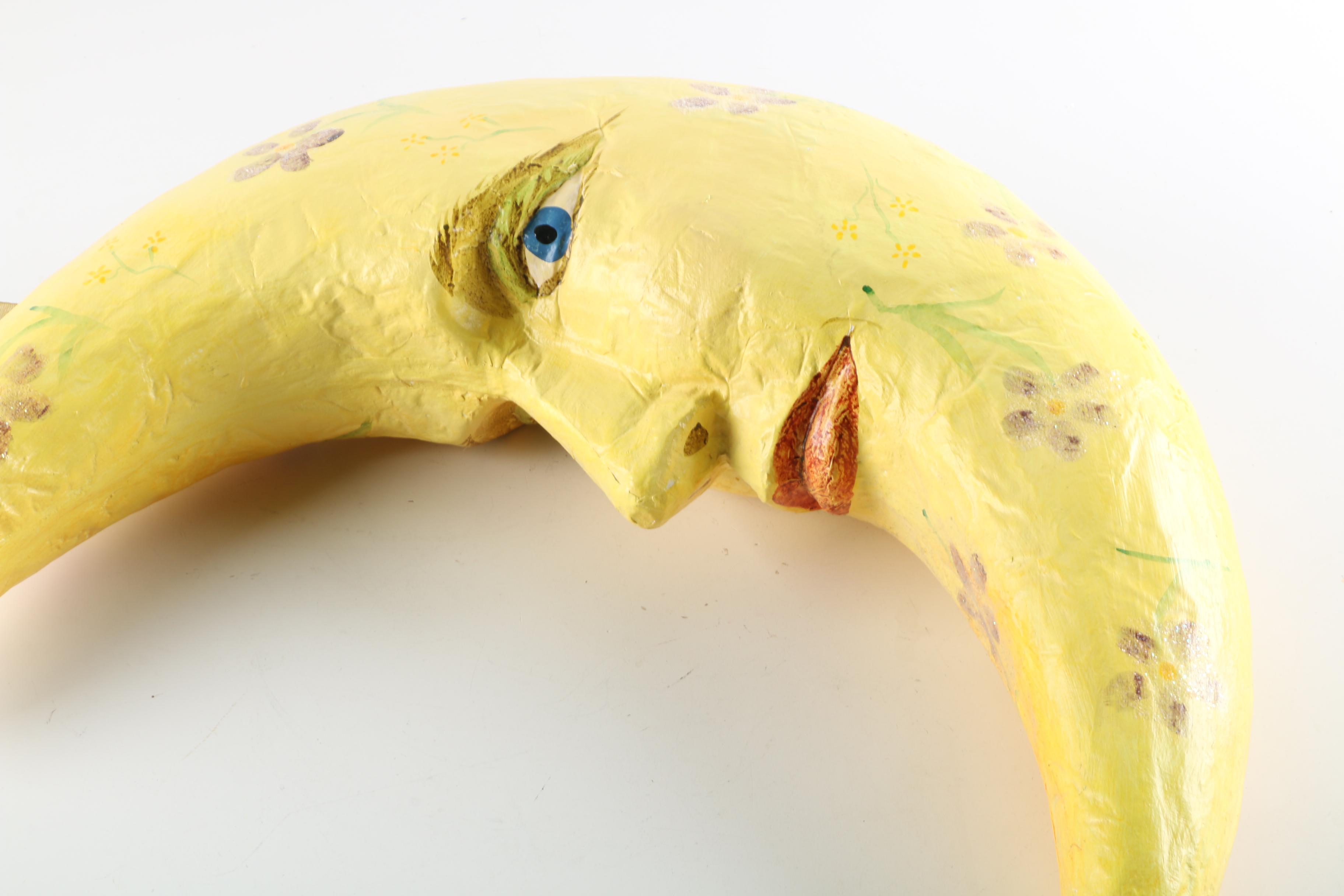 Painted Papier-mâché Moon